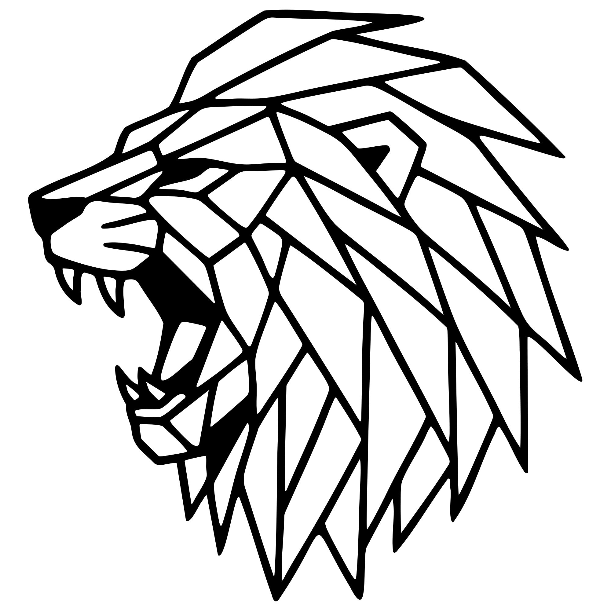 Geometric Lion Head DXF File – CNC Cutting Design | AWLION1130