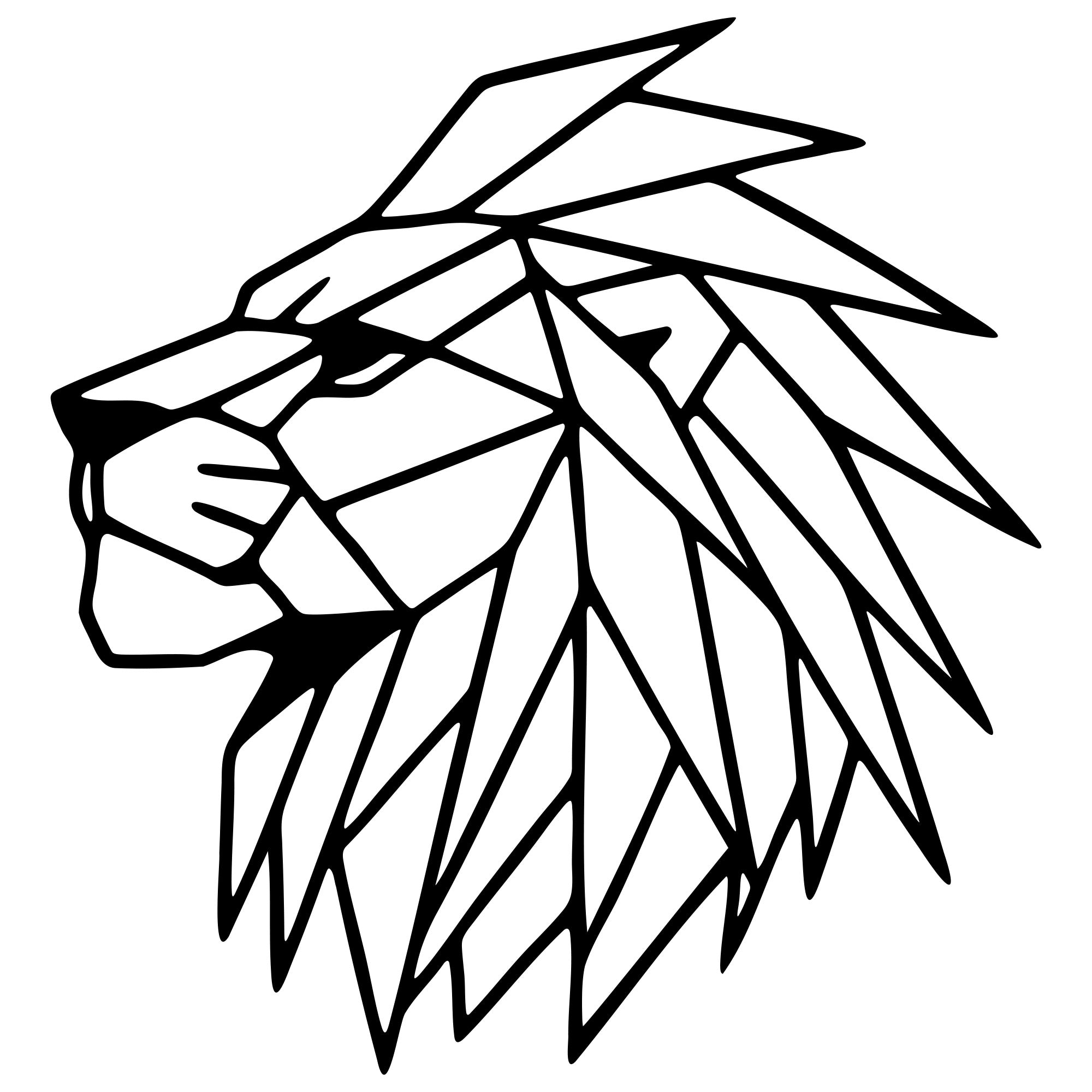 Geometric Lion Head DXF File – CNC Cutting Design | AWLION1131