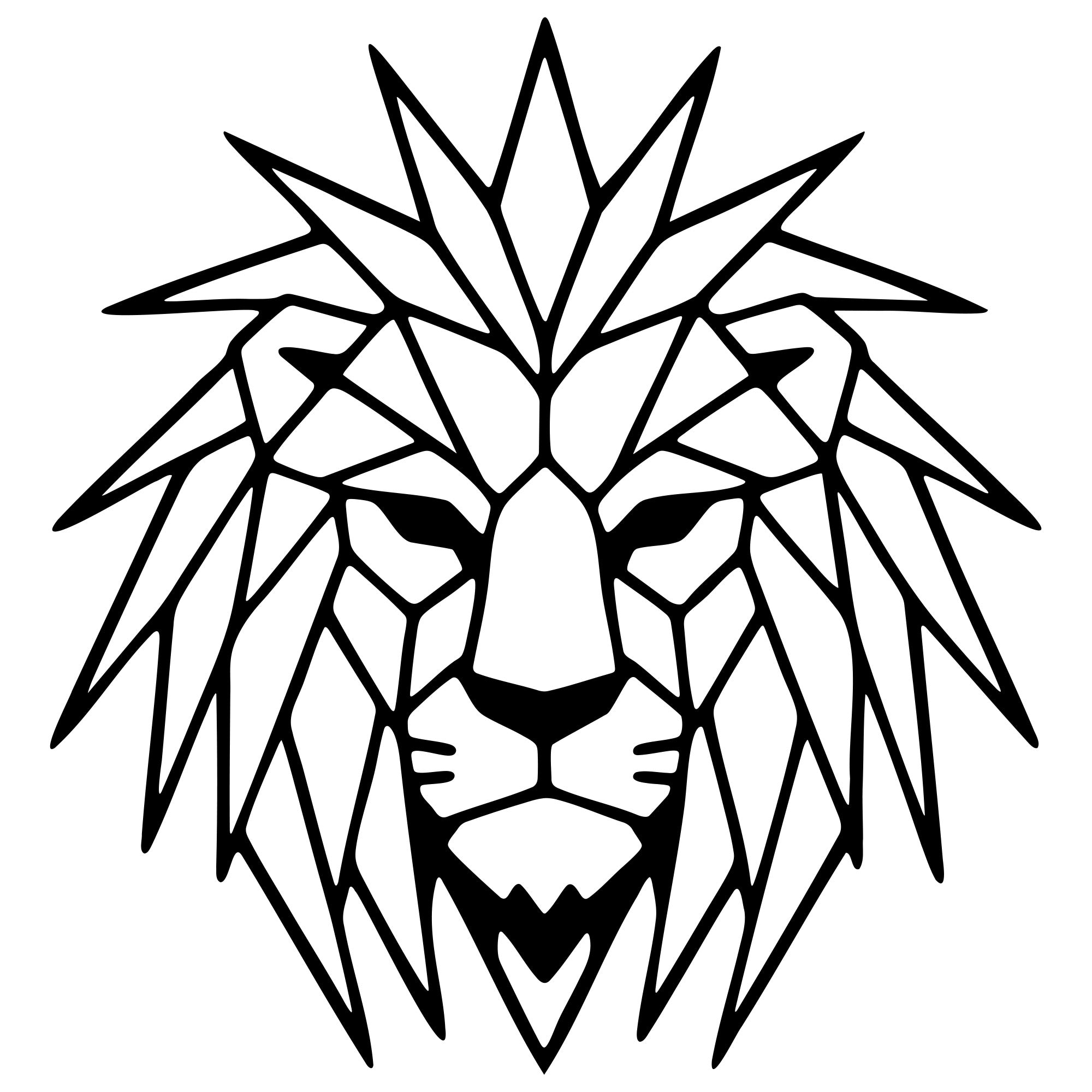 Geometric Lion Head DXF File – CNC Cutting Design | AWLION1133