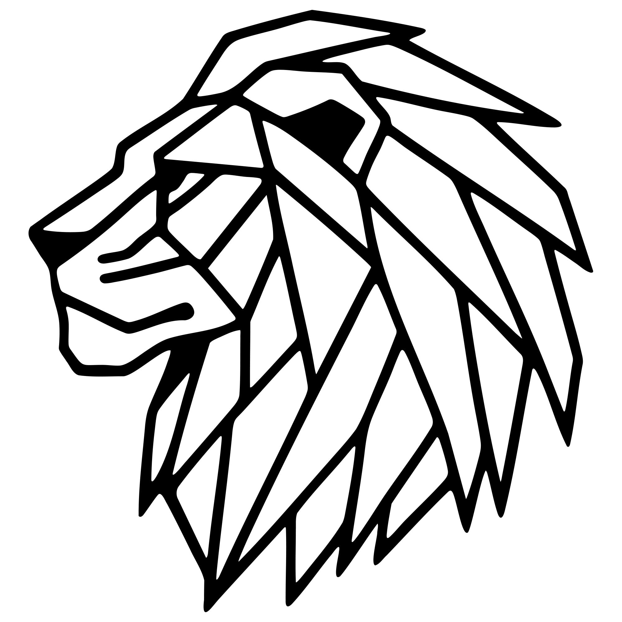 Geometric Lion Head DXF File – CNC Cutting Design | AWLION1135