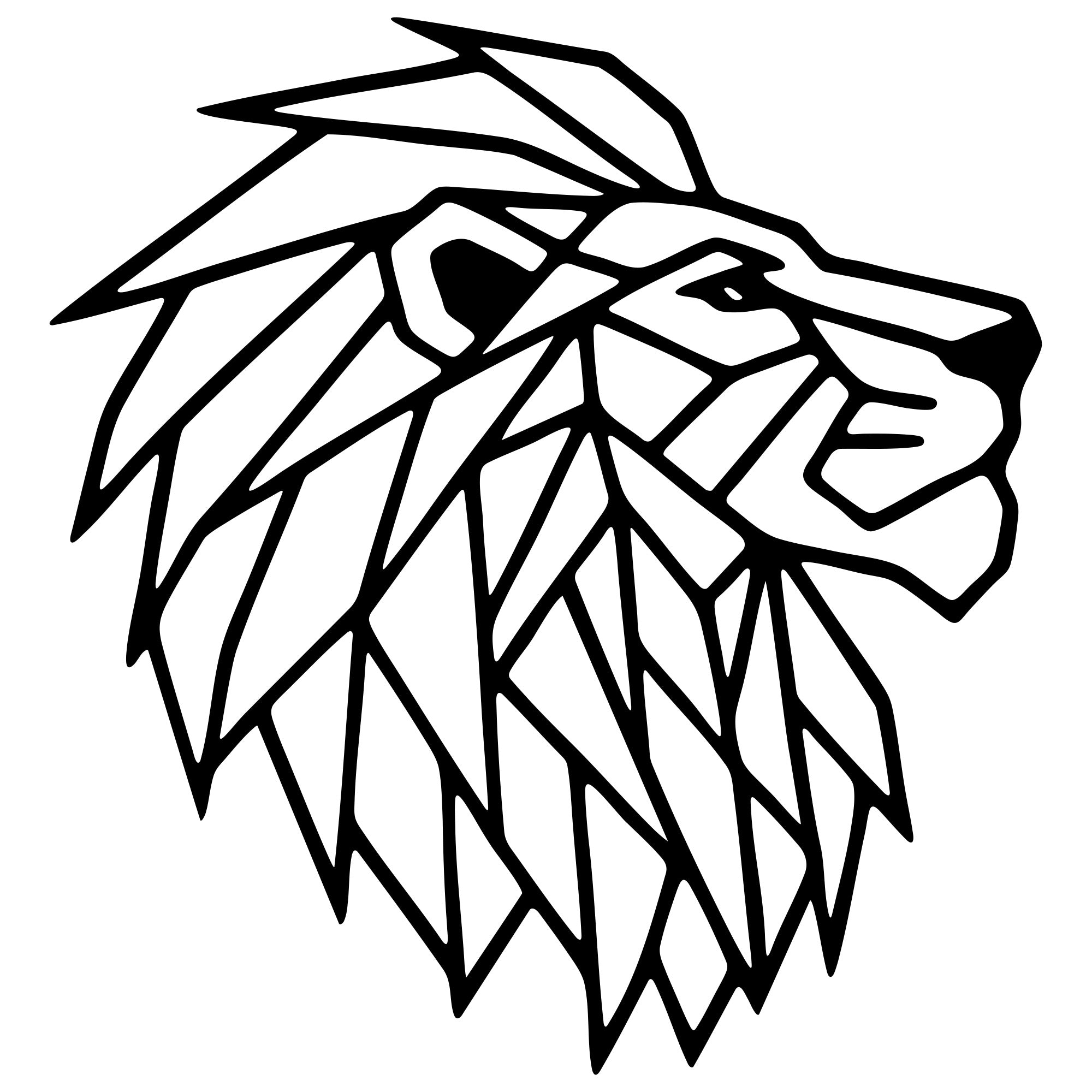 Geometric Lion Head DXF File – CNC Cutting Design | AWLION1137