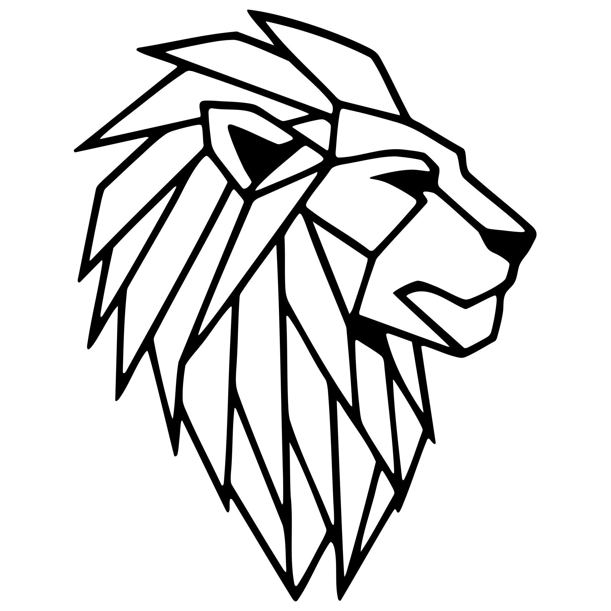 Geometric Lion Head DXF File – CNC Cutting Design | AWLION1138