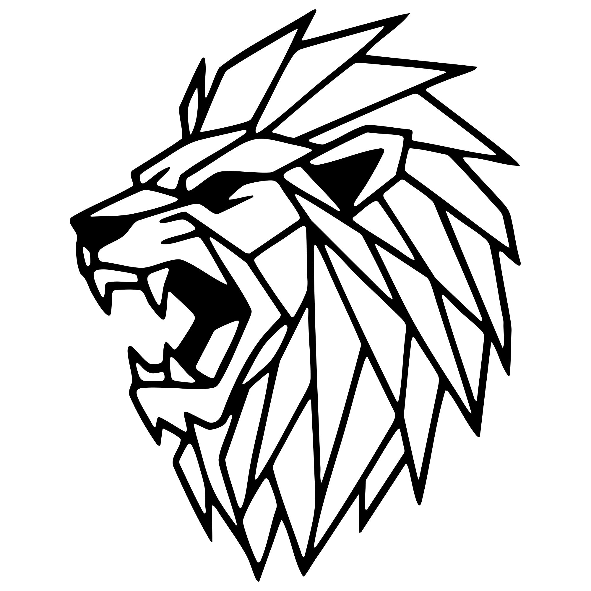 Geometric Lion Head DXF File – CNC Cutting Design | AWLION1139
