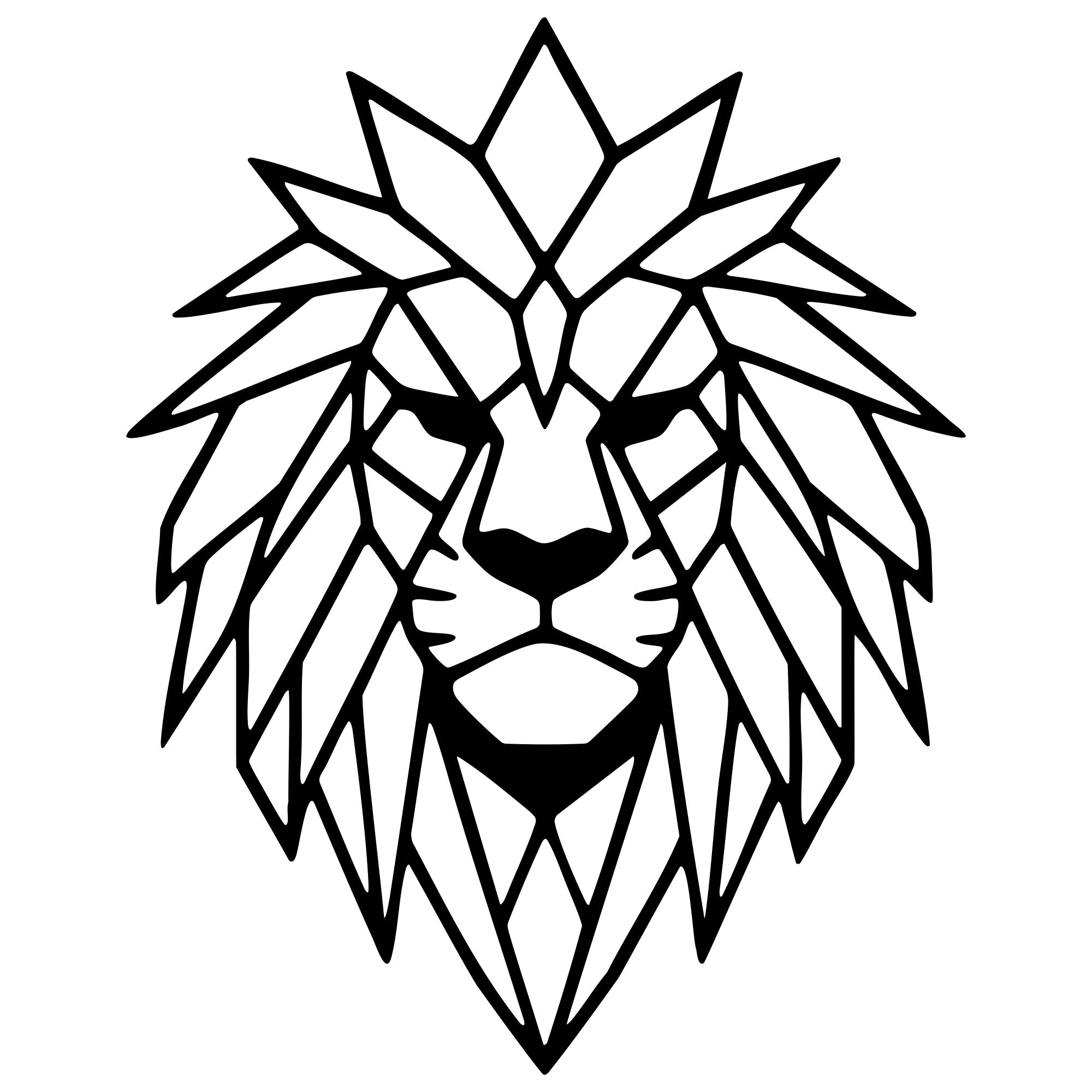 Geometric Lion Head DXF File – CNC Cutting Design | AWLION1140