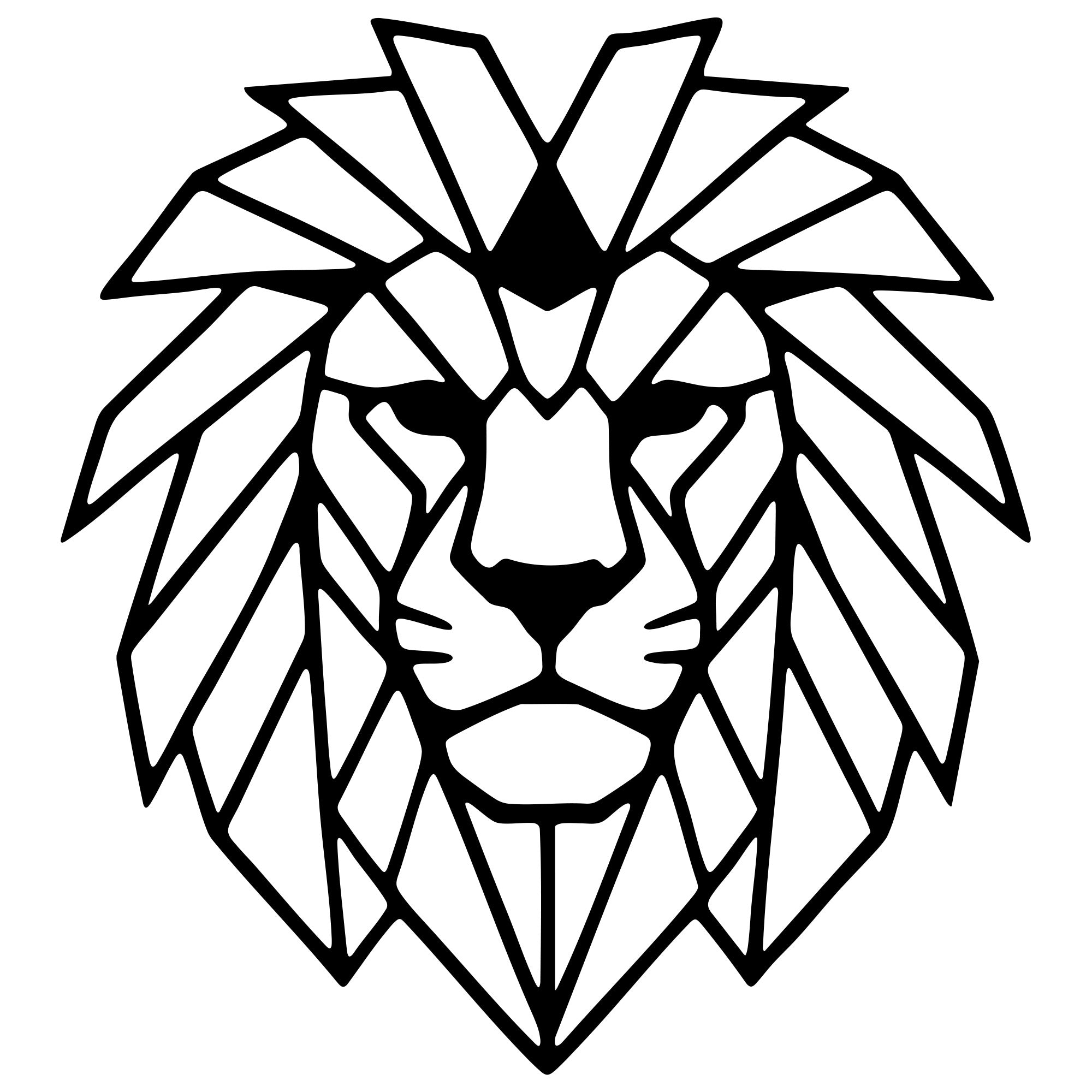 Geometric Lion Head DXF File – CNC Cutting Design | AWLION1142