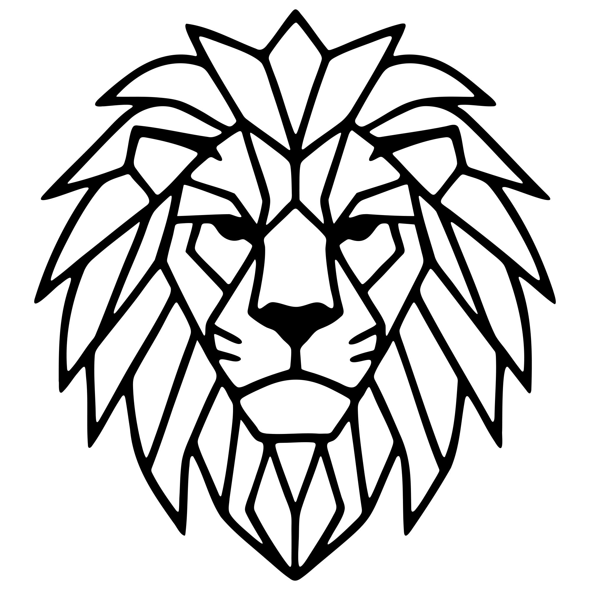 Geometric Lion Head DXF File – CNC Cutting Design | AWLION1146