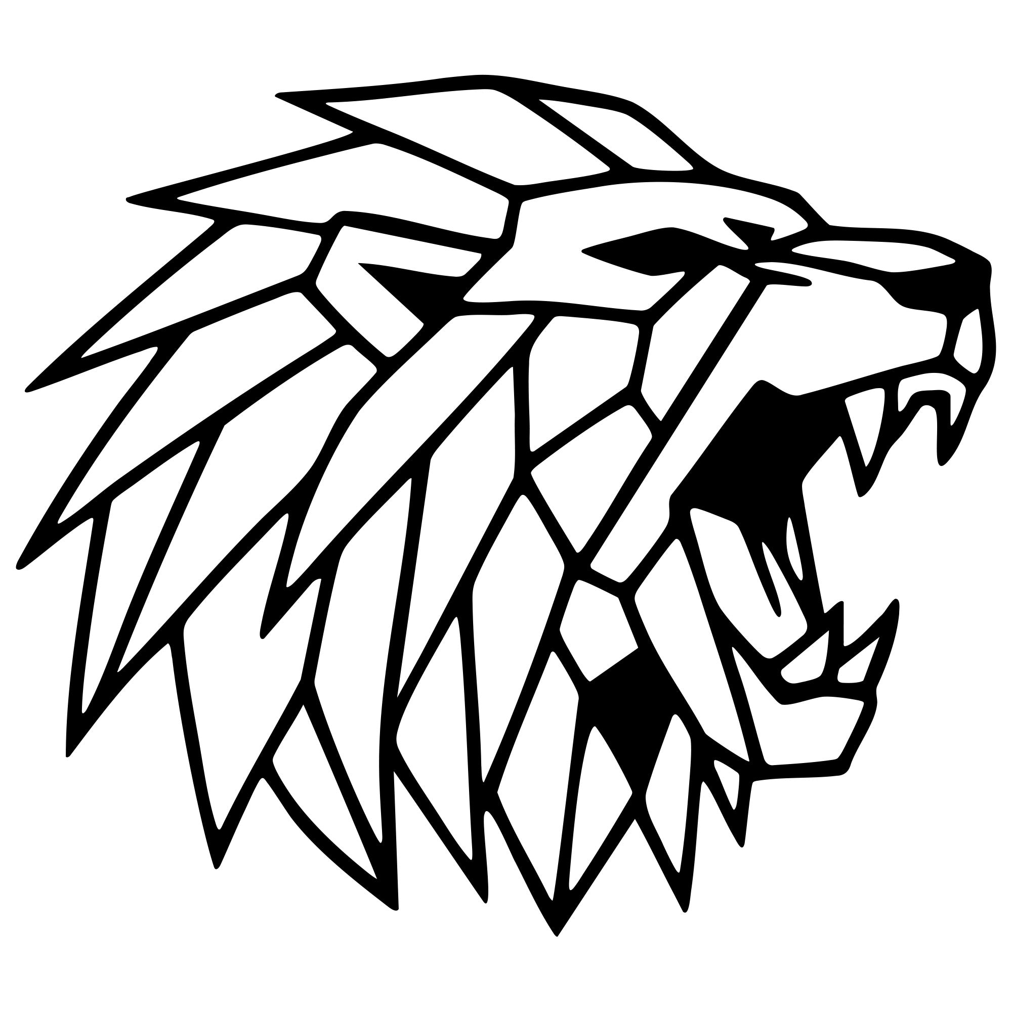 Geometric Lion Head DXF File – CNC Cutting Design | AWLION1148