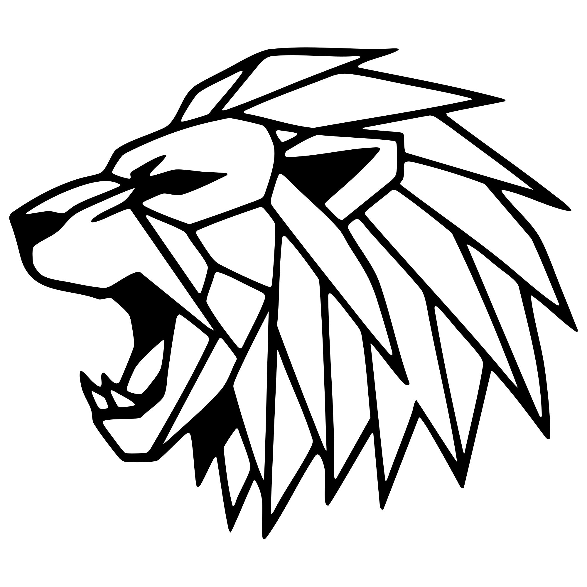 Geometric Lion Head DXF File – CNC Cutting Design | AWLION1149