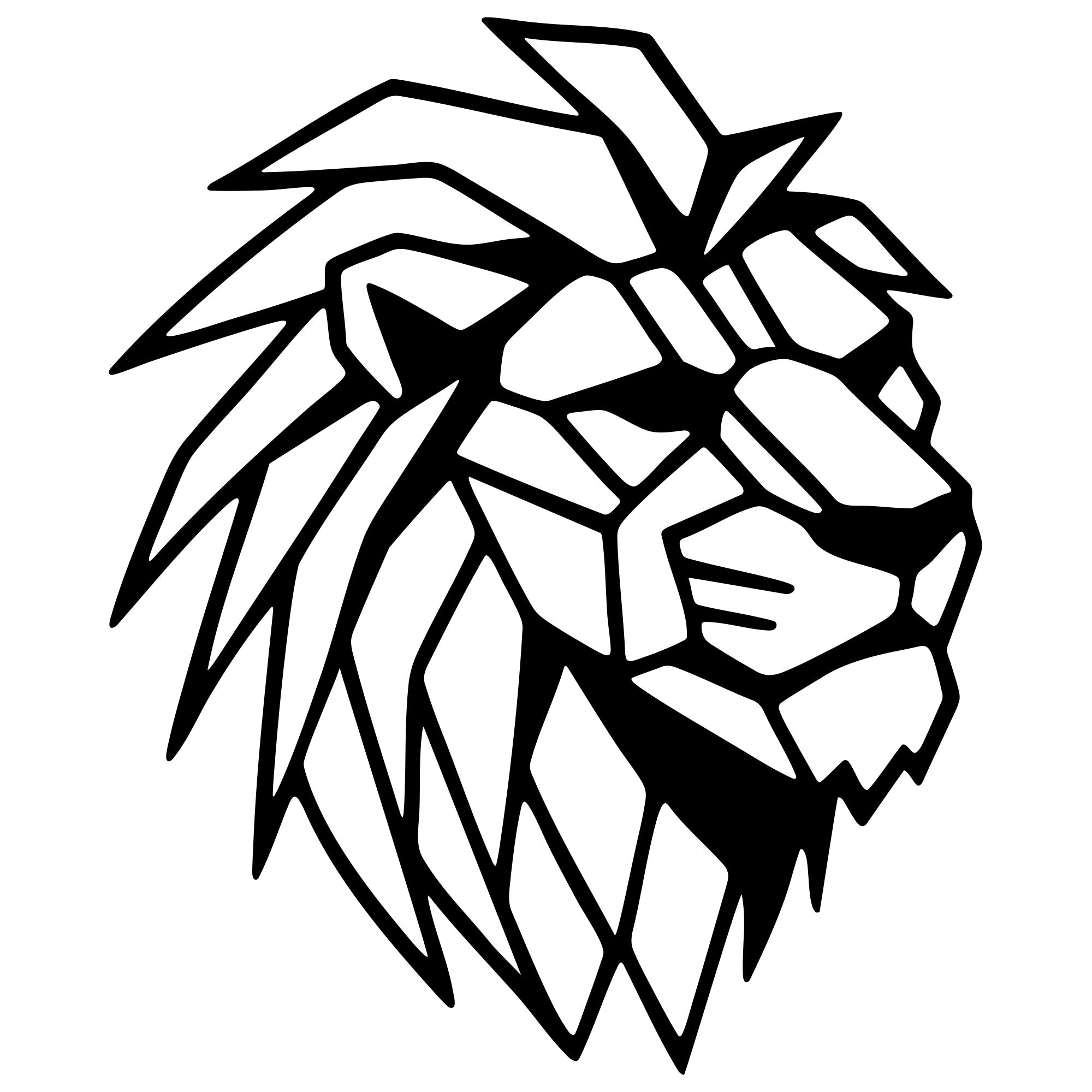 Geometric Lion Head DXF File – CNC Cutting Design | AWLION1150