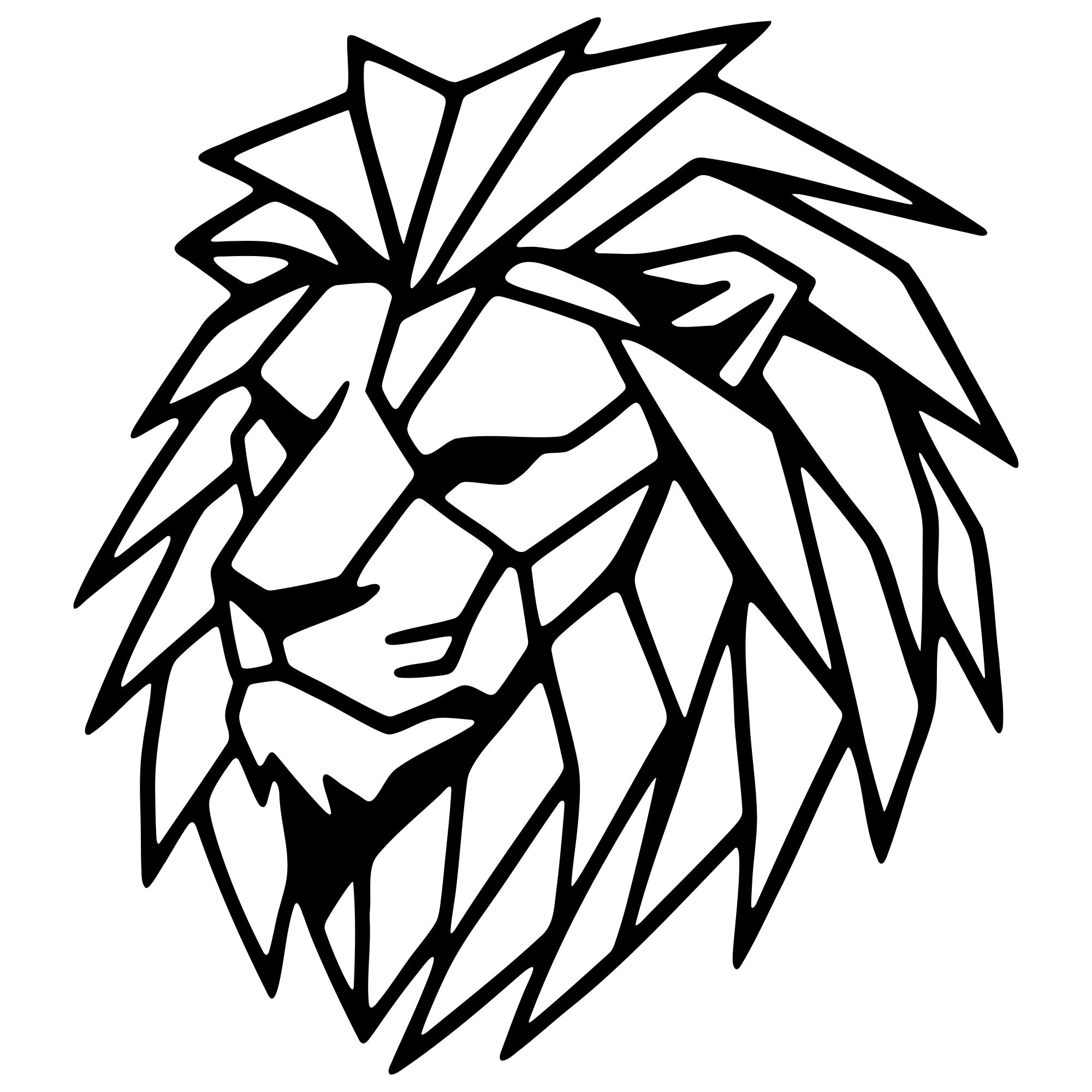 Geometric Lion Head DXF File – CNC Cutting Design | AWLION1151