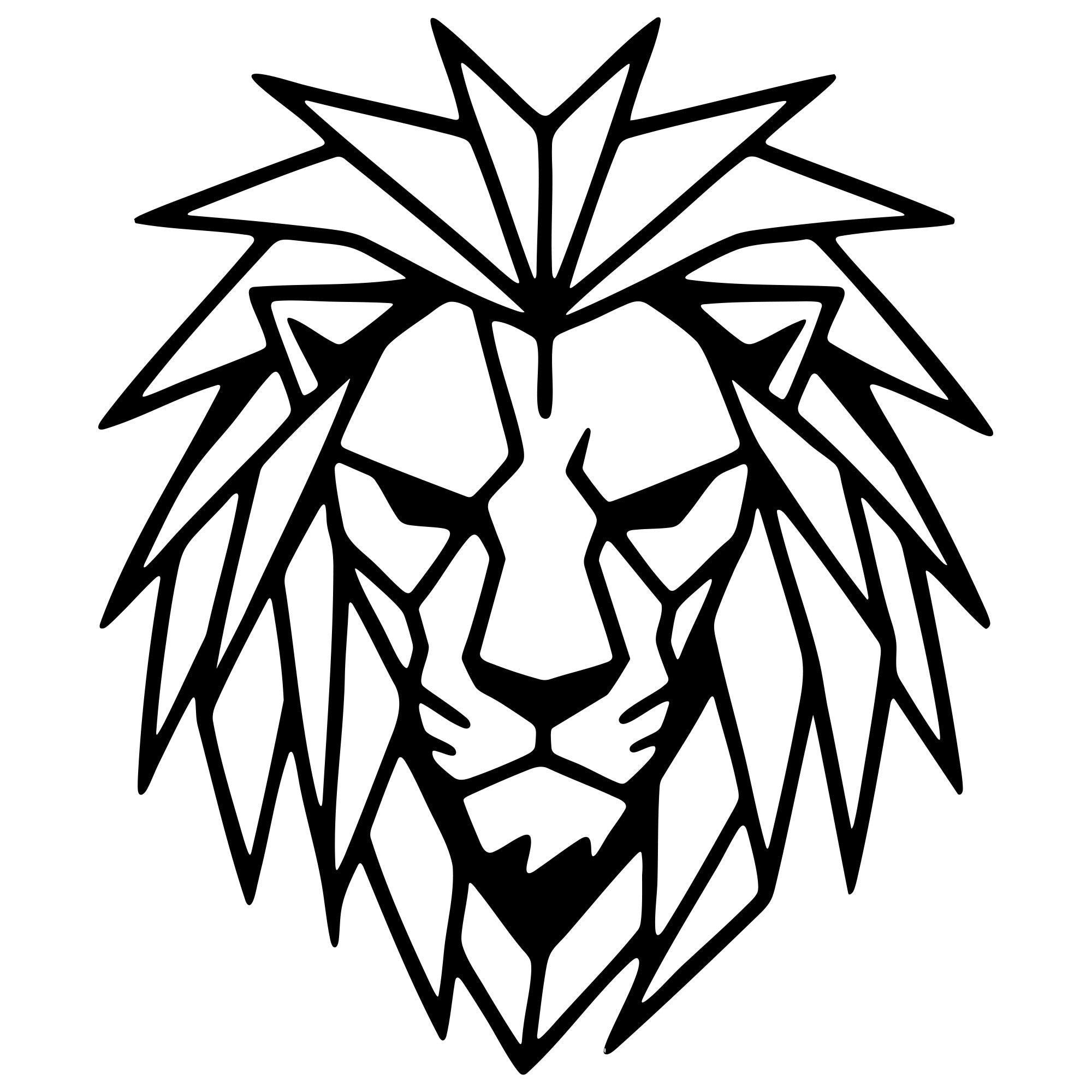 Geometric Lion Head DXF File – CNC Cutting Design | AWLION1152