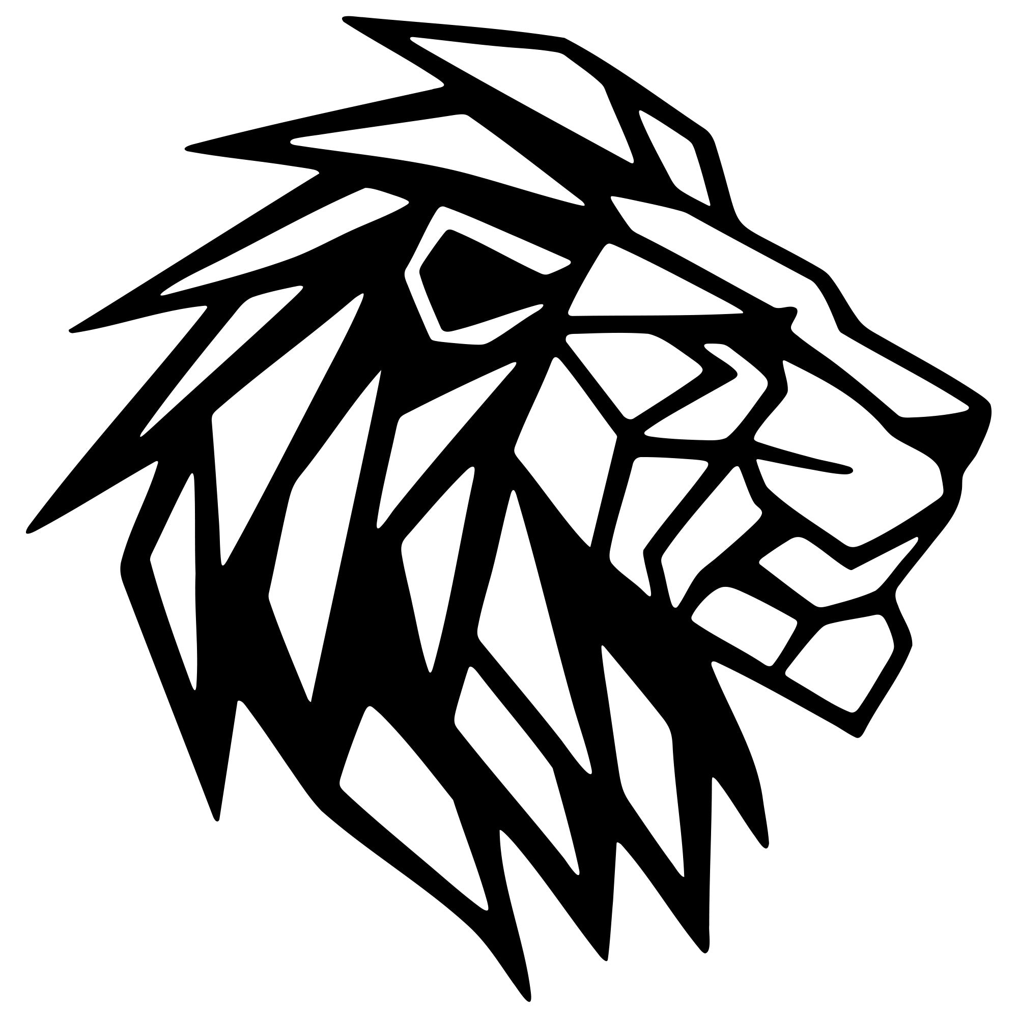 Geometric Lion Head DXF File – CNC Cutting Design | AWLION1153