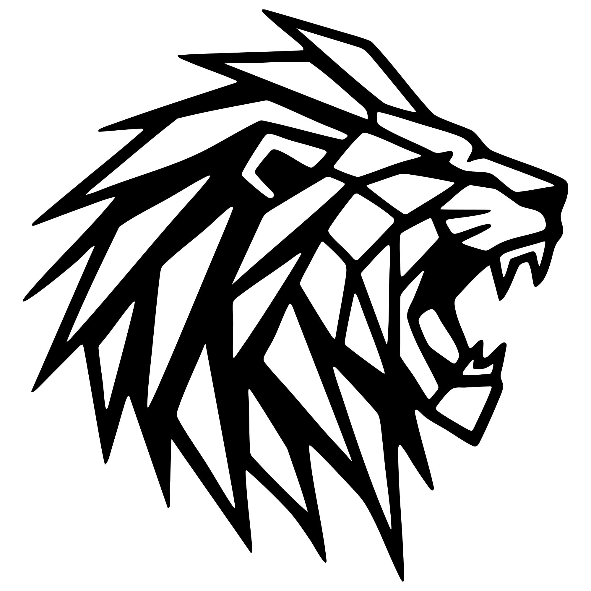 Geometric Lion Head DXF File – CNC Cutting Design | AWLION1155