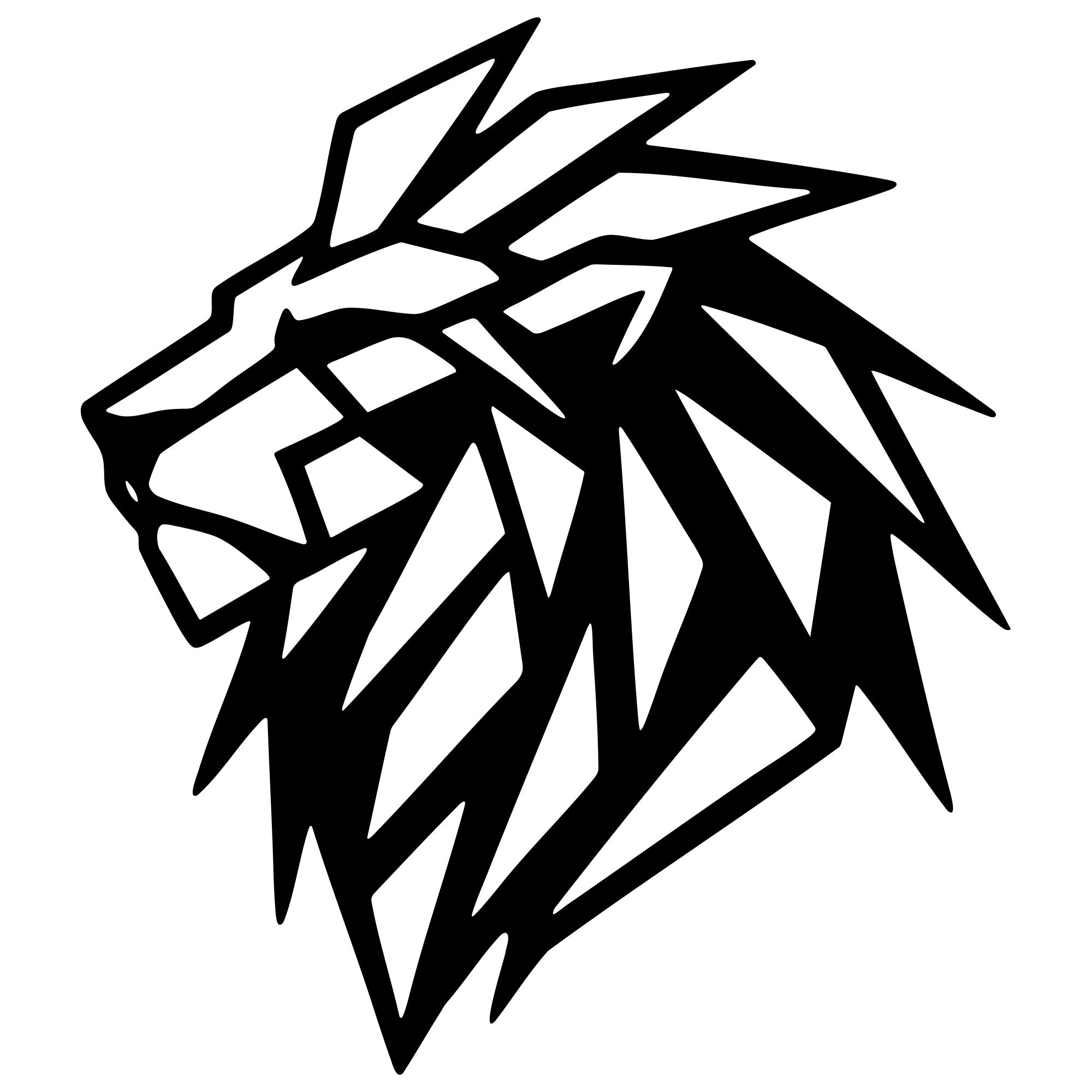 Geometric Lion Head DXF File – CNC Cutting Design | AWLION1156