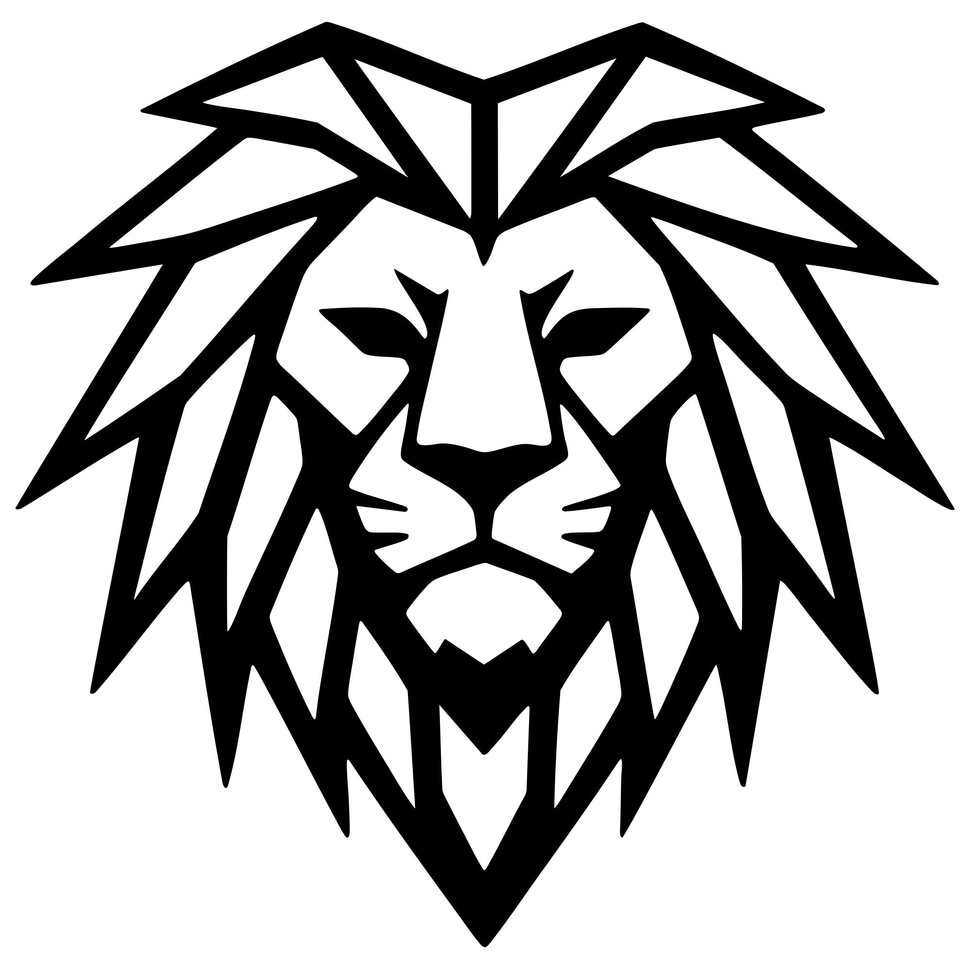Geometric Lion Head DXF File – CNC Cutting Design | AWLION1157