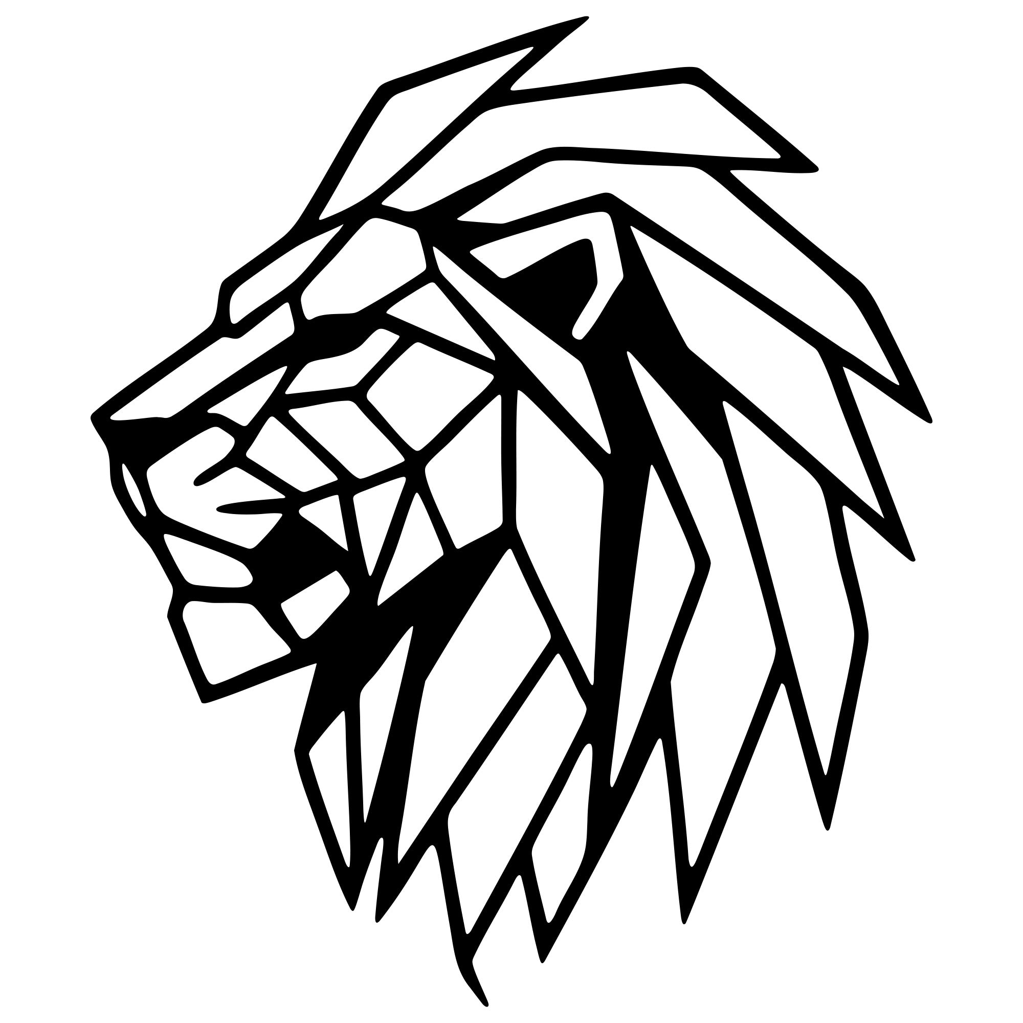 Geometric Lion Head DXF File – CNC Cutting Design | AWLION1159