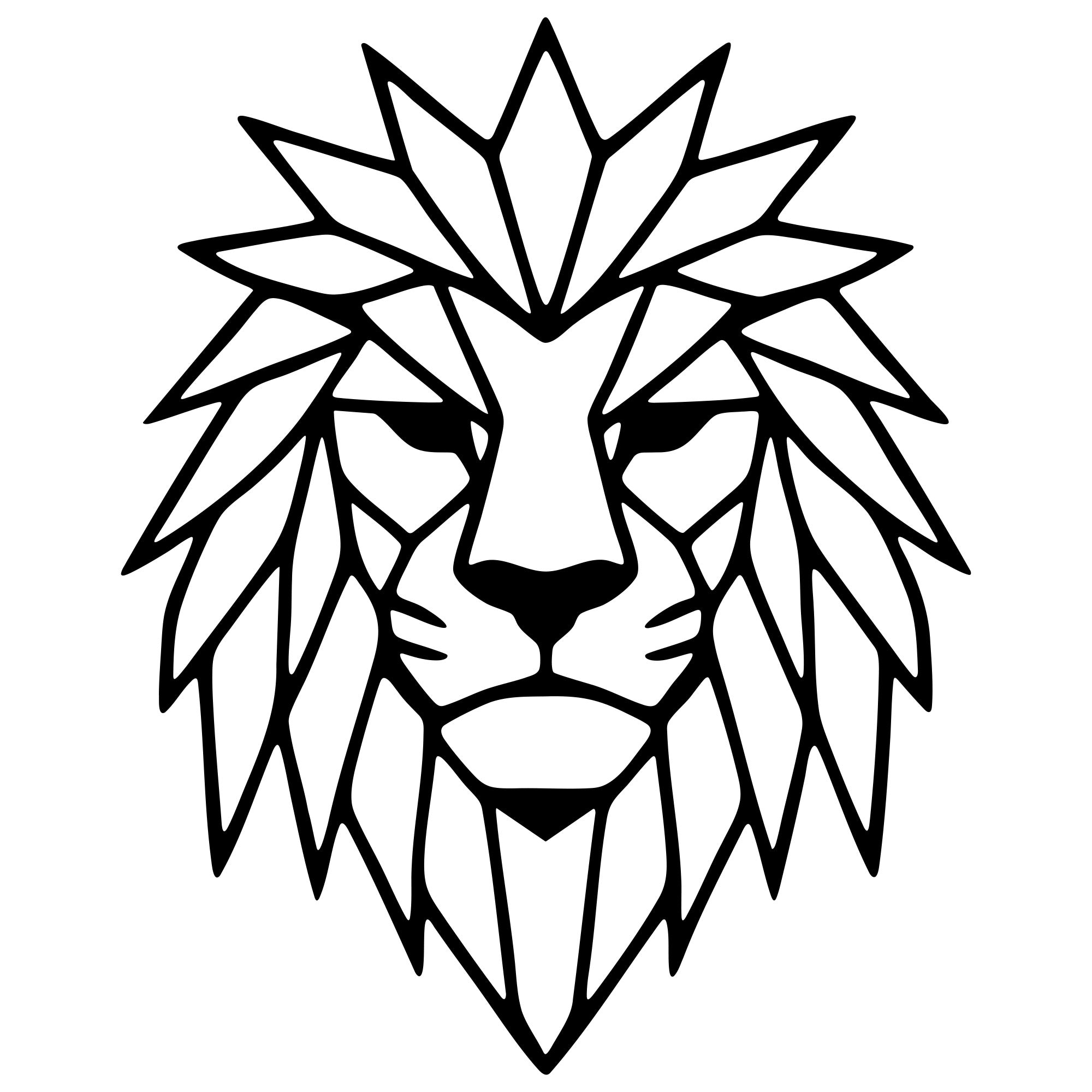 Geometric Lion Head DXF File – CNC Cutting Design | AWLION1162