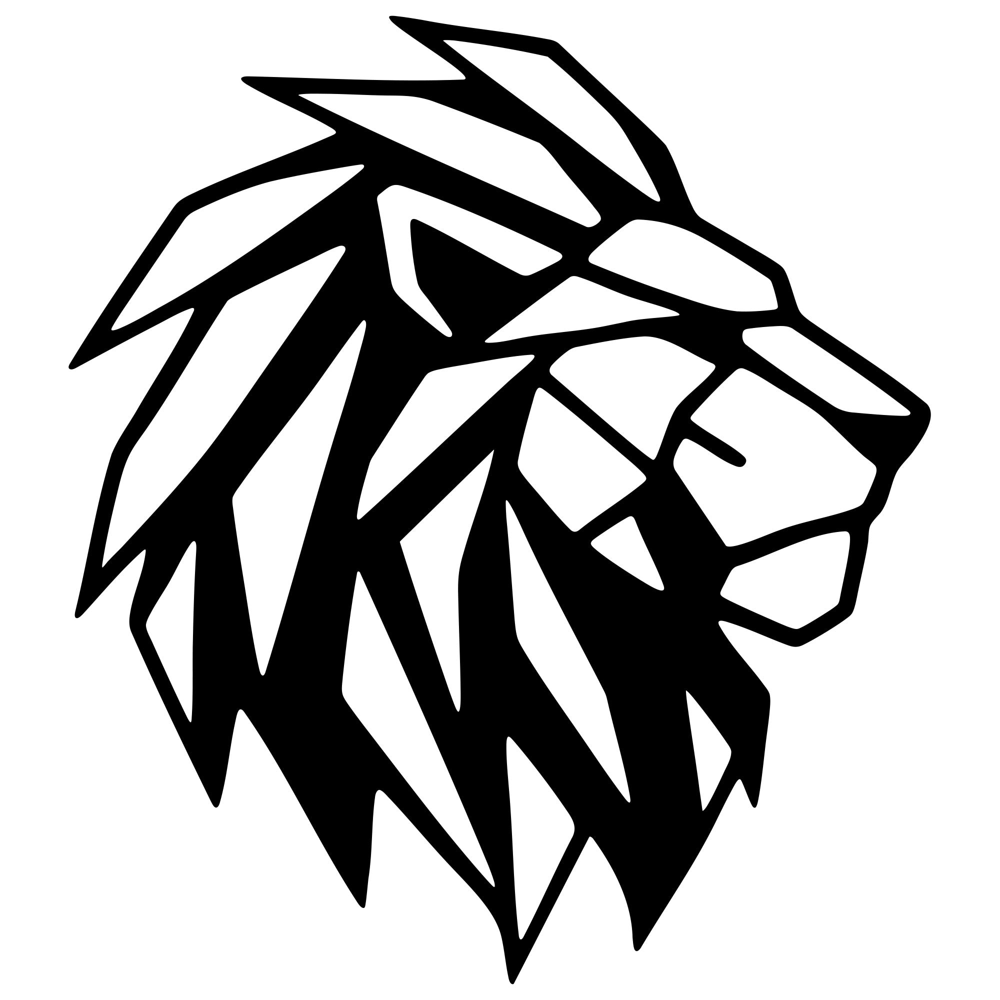 Geometric Lion Head DXF File – CNC Cutting Design | AWLION1164