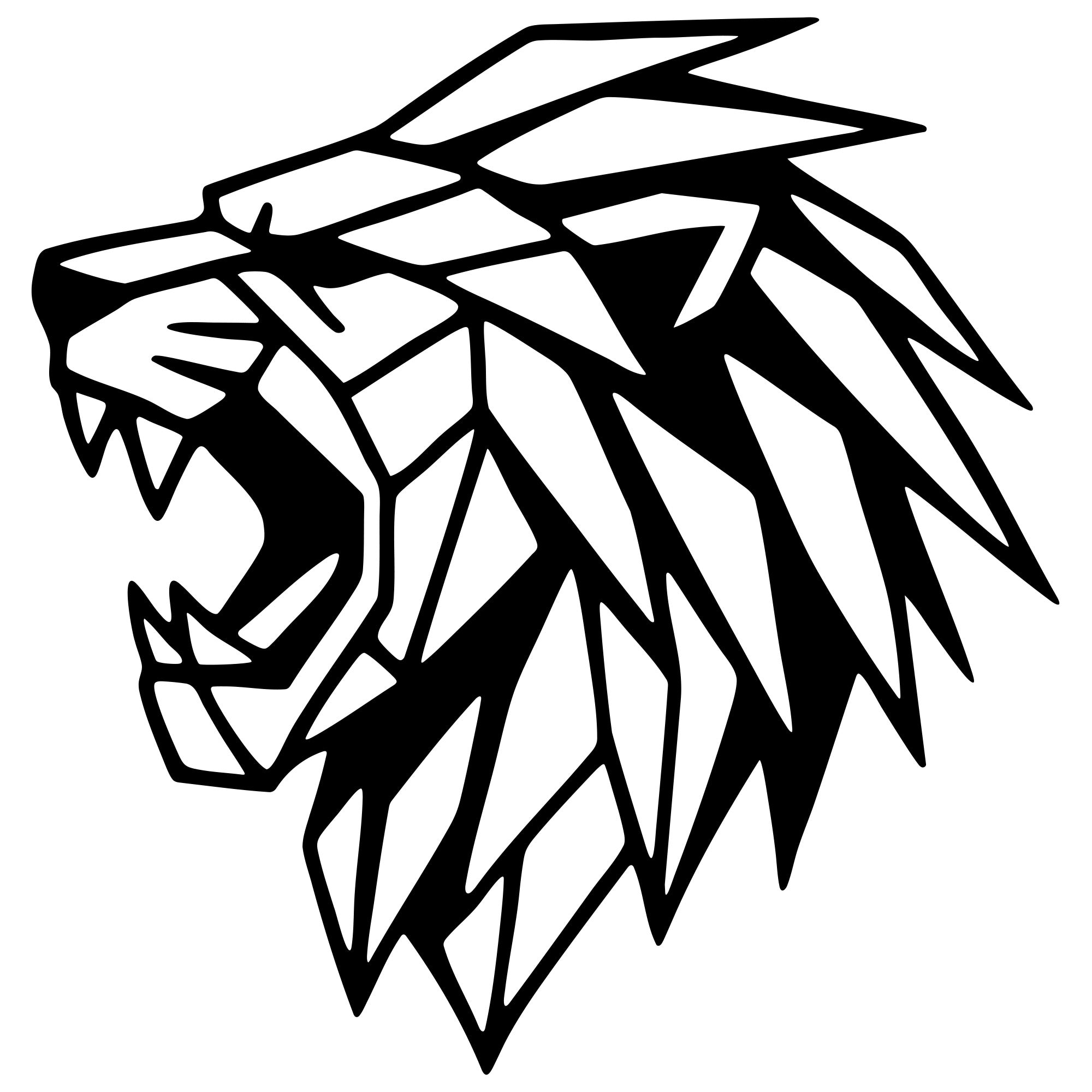 Geometric Lion Head DXF File – CNC Cutting Design | AWLION1165