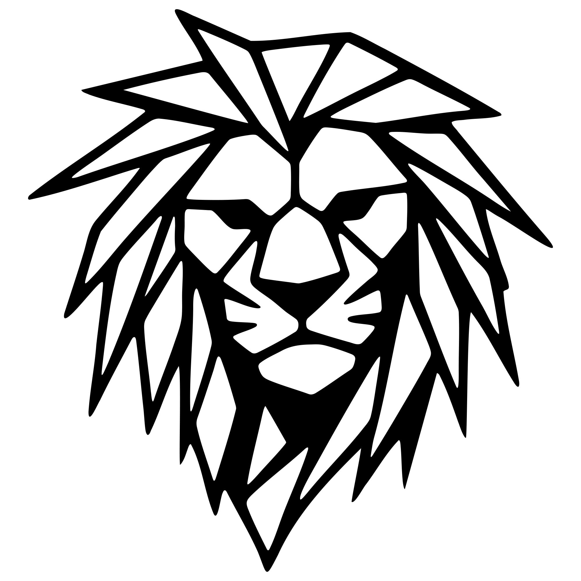 Geometric Lion Head DXF File – CNC Cutting Design | AWLION1166