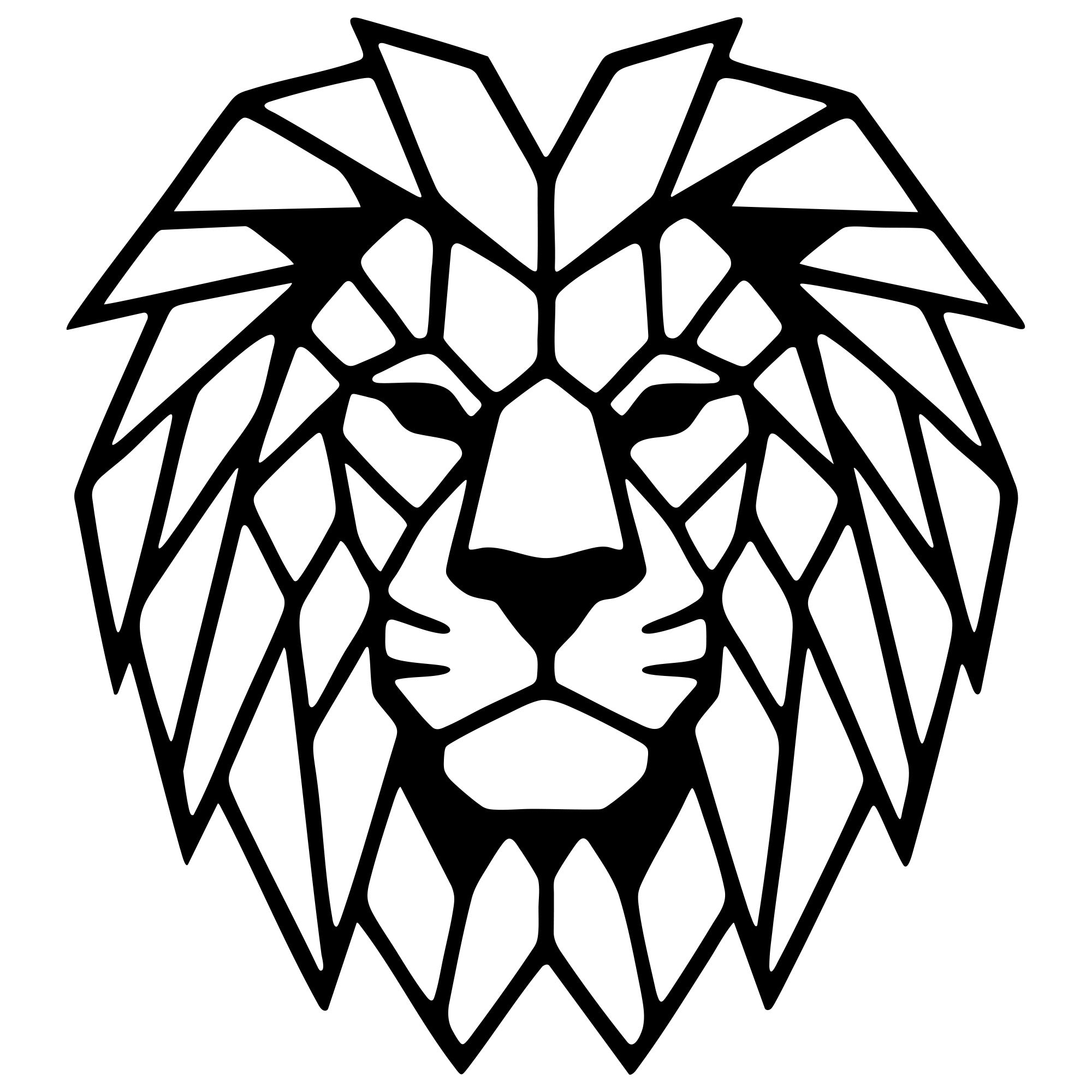 Geometric Lion Head DXF File – CNC Cutting Design | AWLION1170