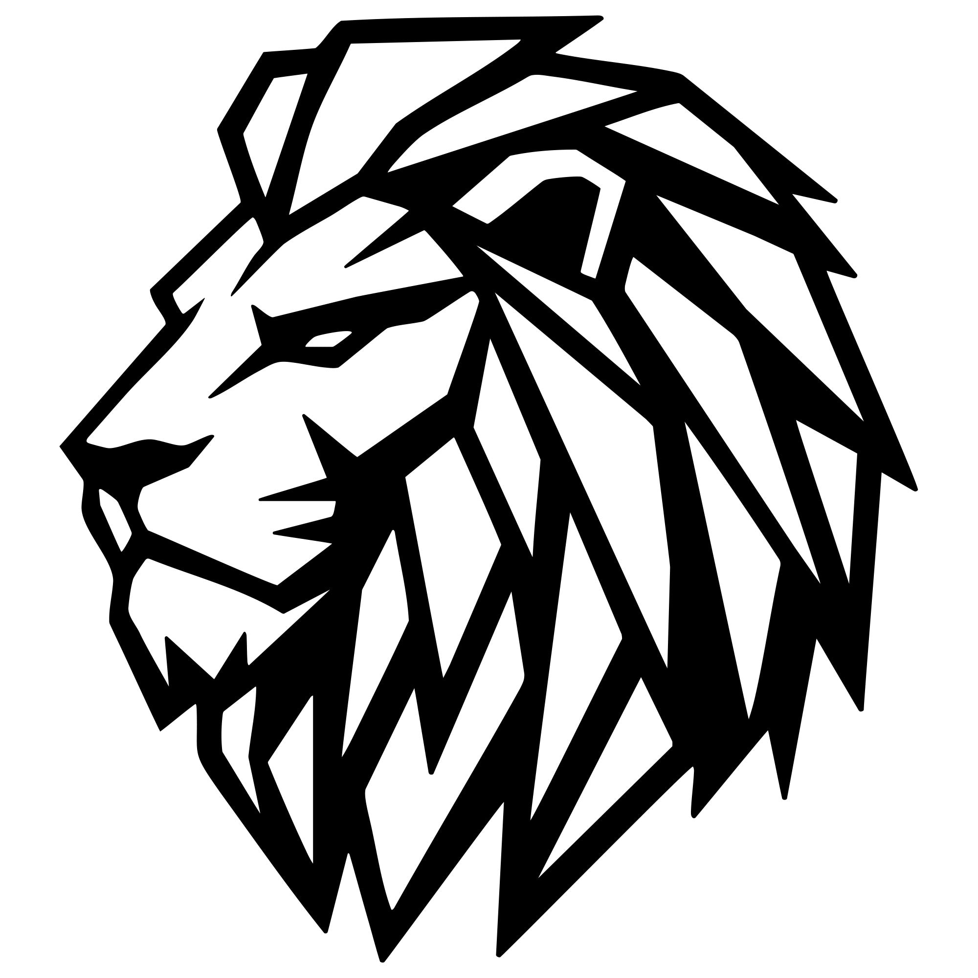 Geometric Lion Head DXF File – CNC Cutting Design | AWLION1175
