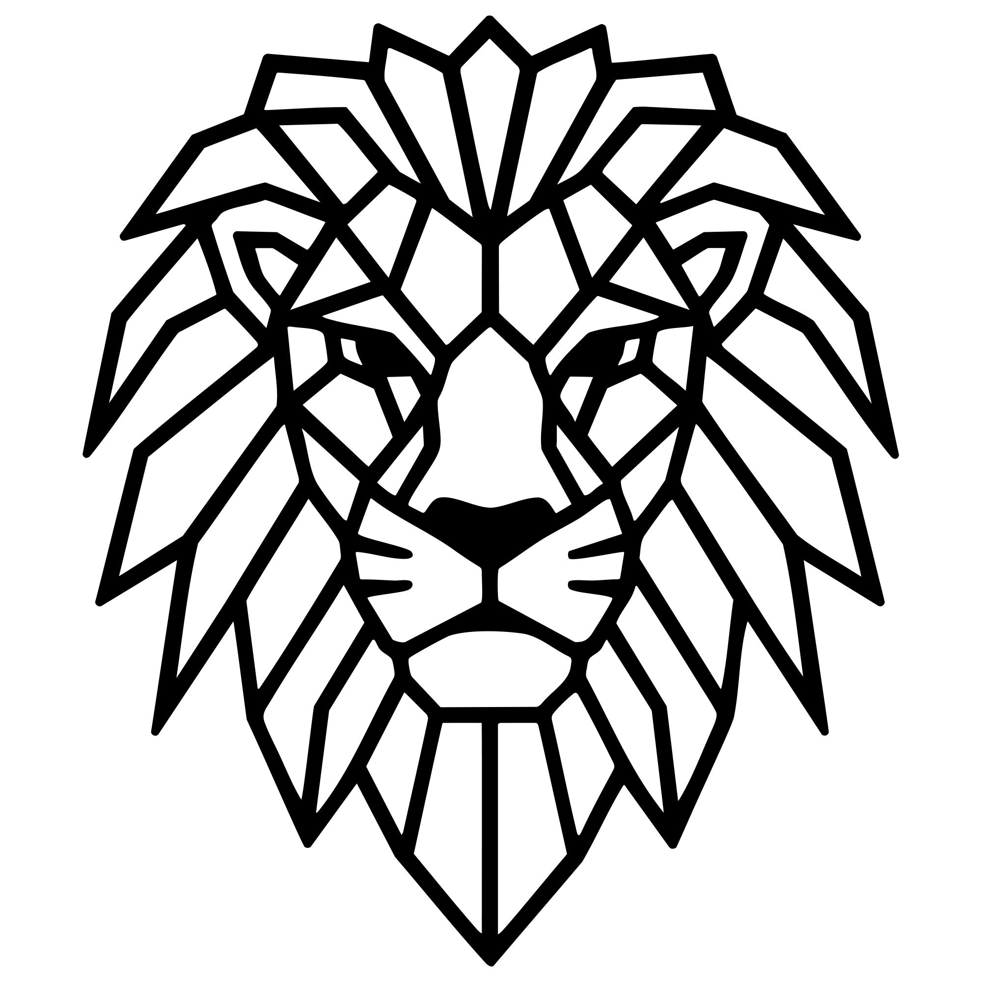 Geometric Lion Head DXF File – CNC Cutting Design | AWLION1176