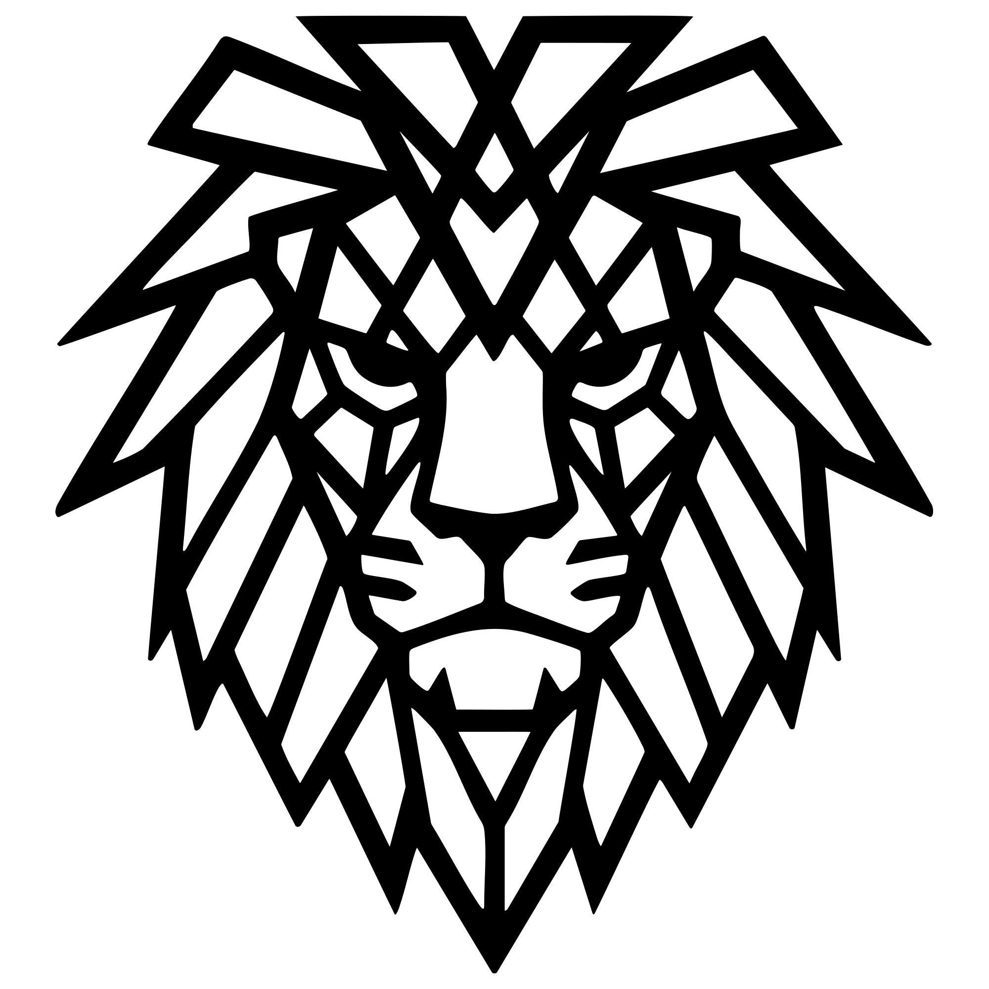 Geometric Lion Head DXF File – CNC Cutting Design | AWLION1178
