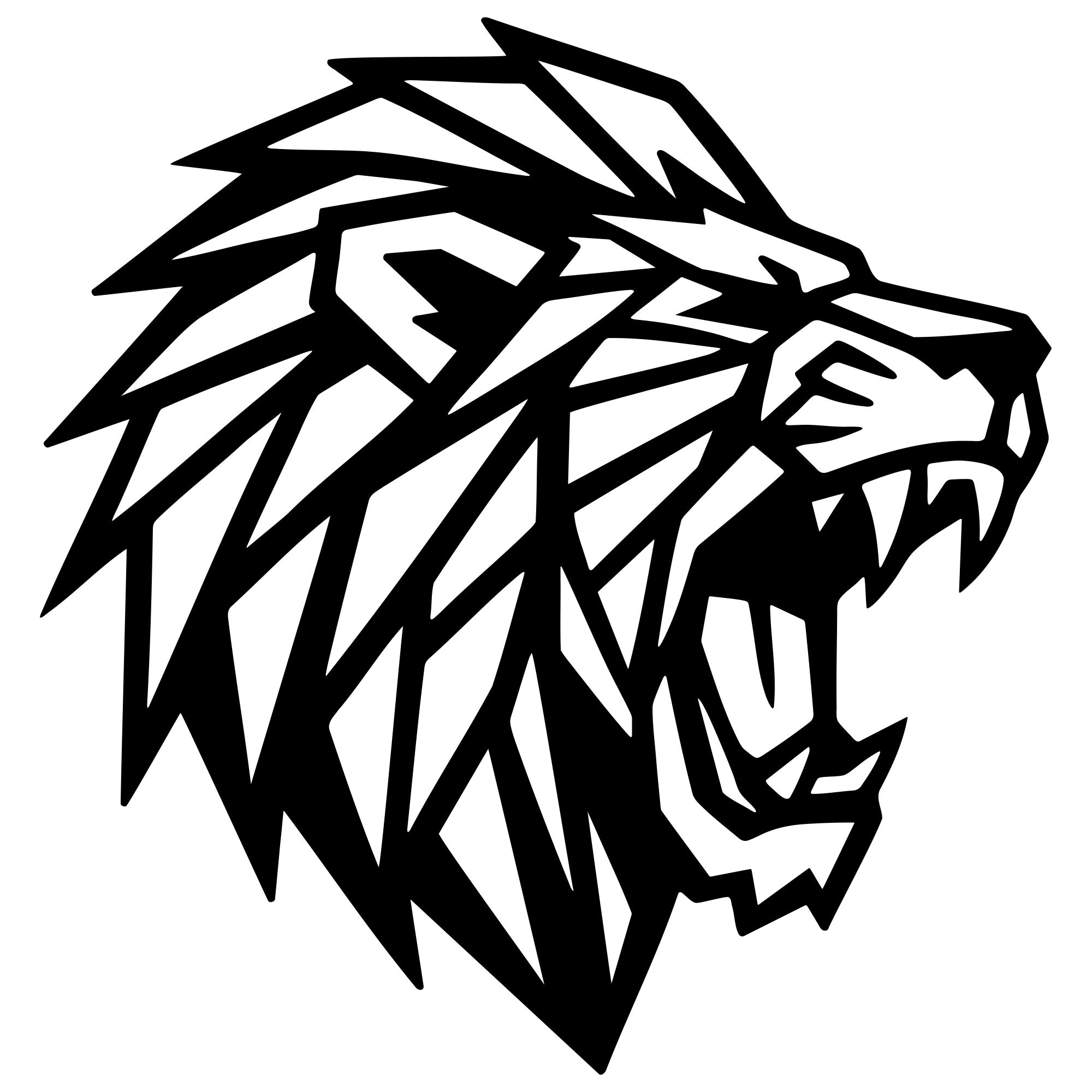 Geometric Lion Head DXF File – CNC Cutting Design | AWLION1181