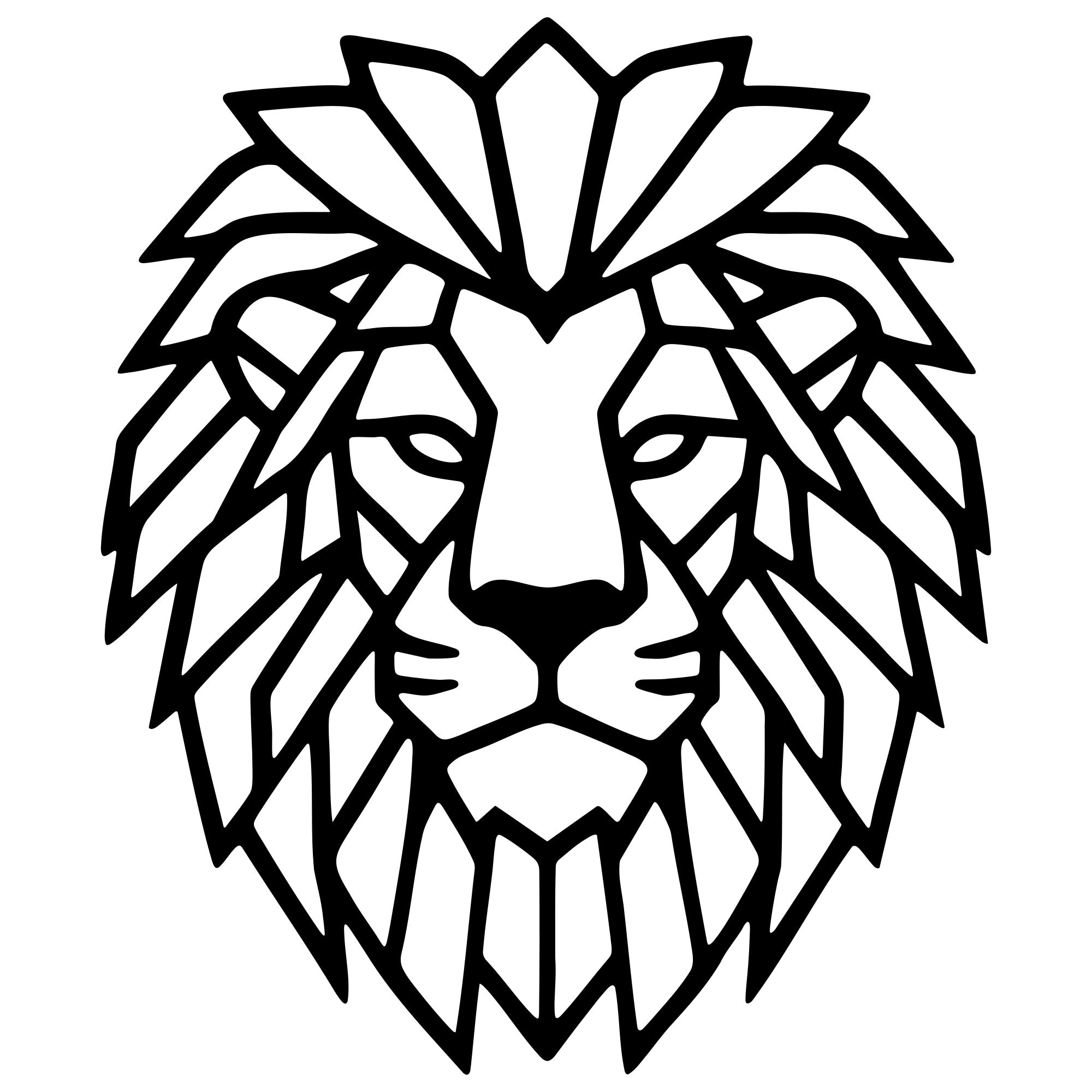 Geometric Lion Head DXF File – CNC Cutting Design | AWLION1182