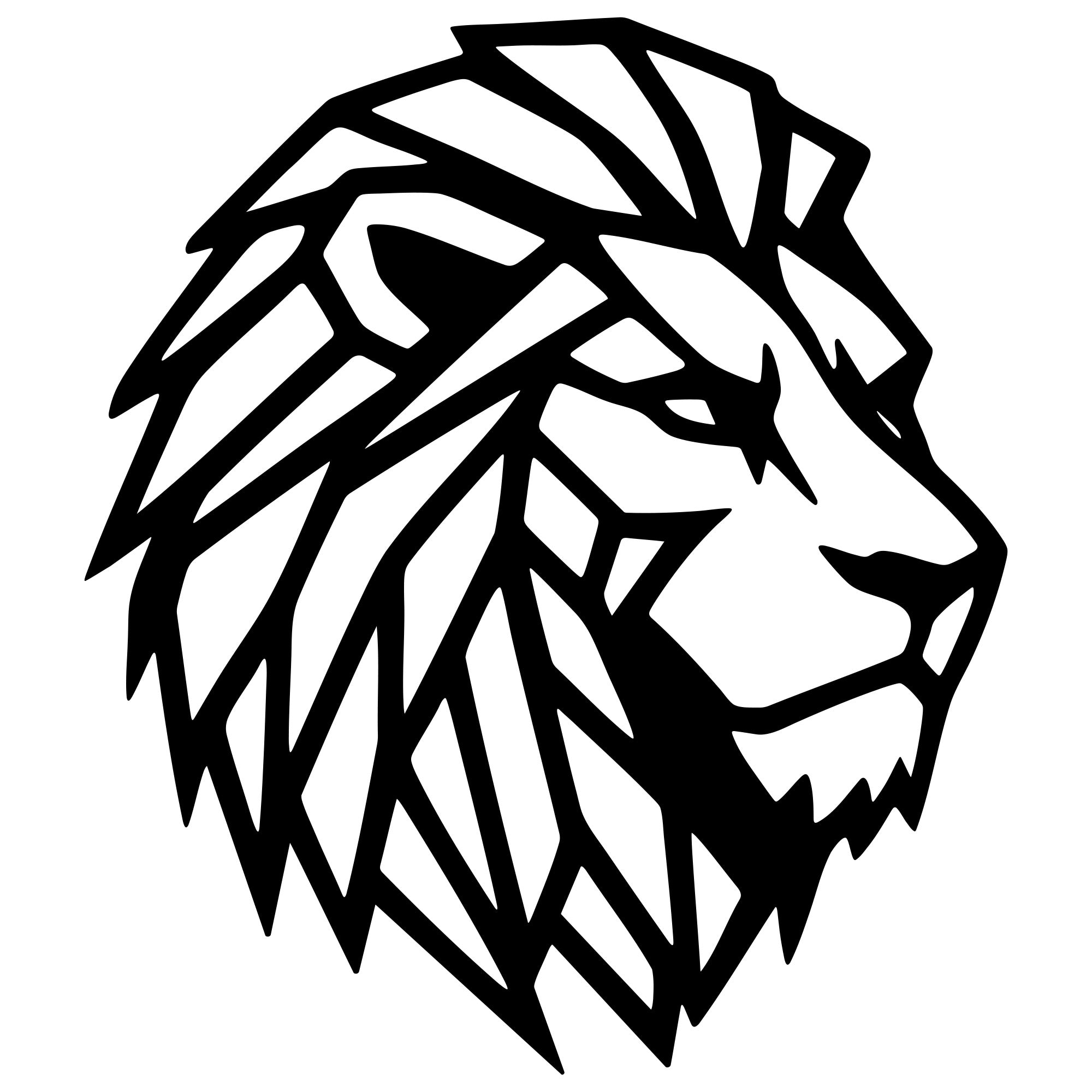 Geometric Lion Head DXF File – CNC Cutting Design | AWLION1186