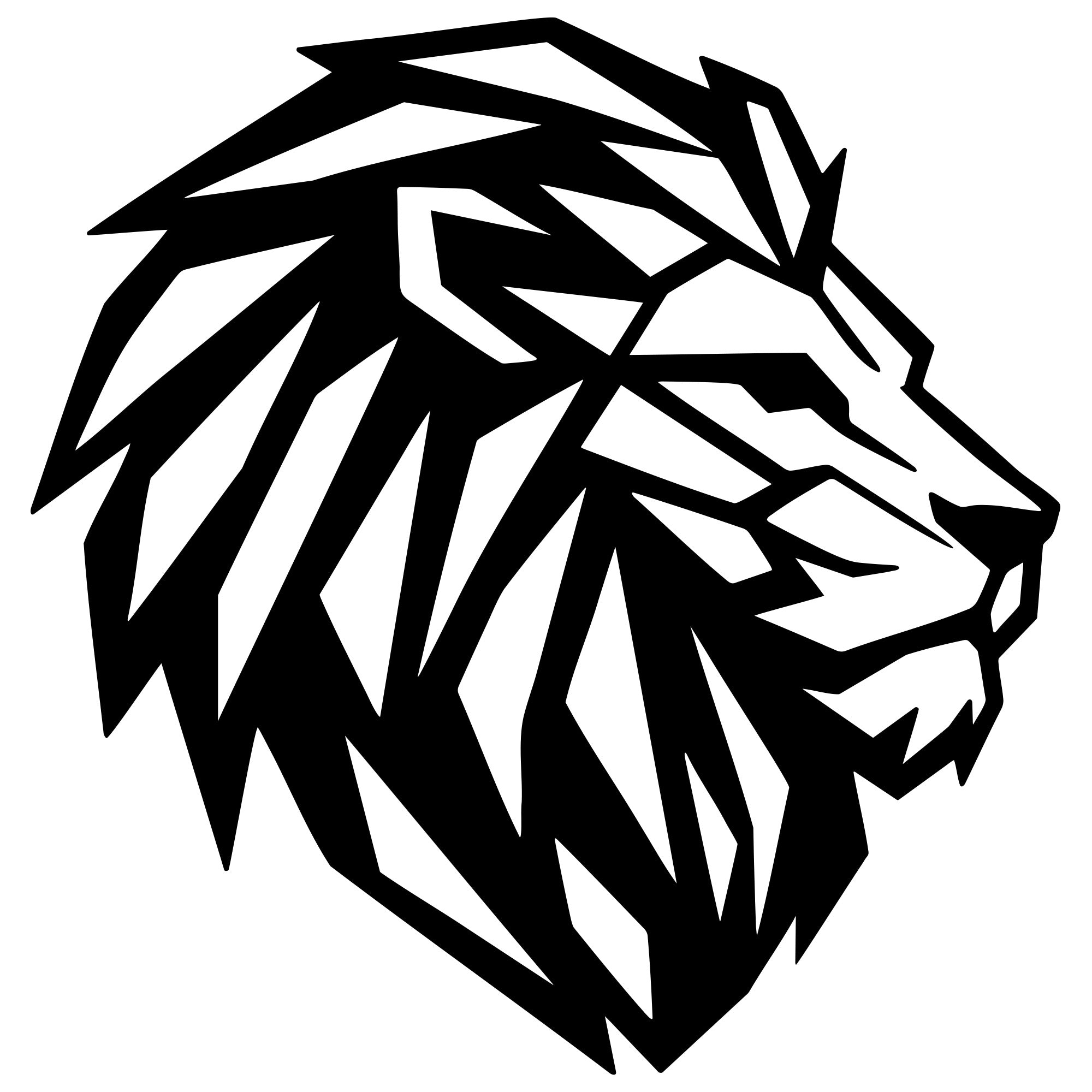 Geometric Lion Head DXF File – CNC Cutting Design | AWLION1189