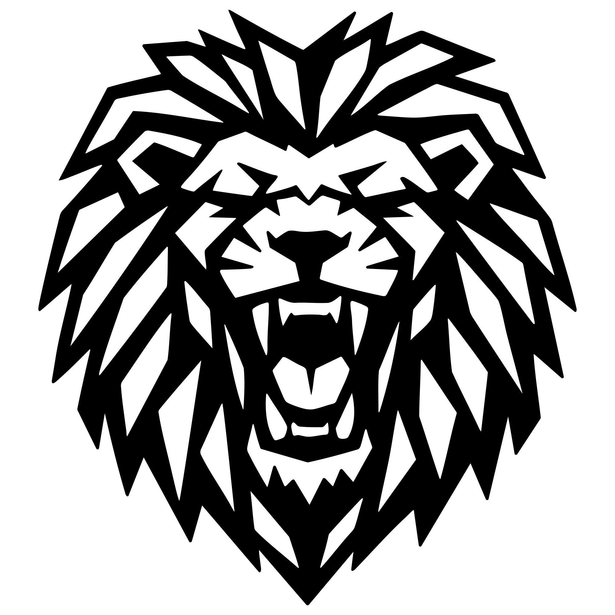 Geometric Lion Head DXF File – CNC Cutting Design | AWLION1190