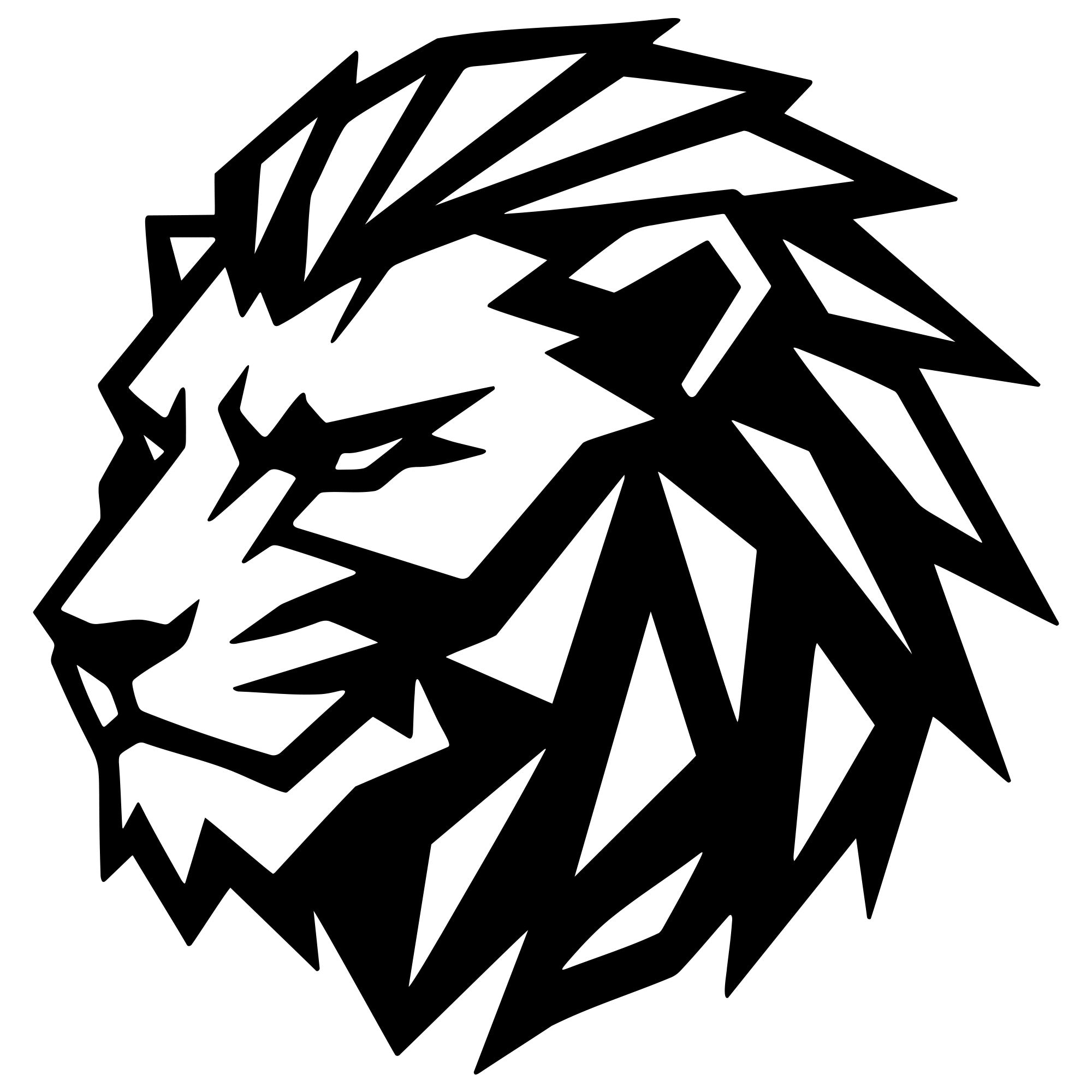 Geometric Lion Head DXF File – CNC Cutting Design | AWLION1193