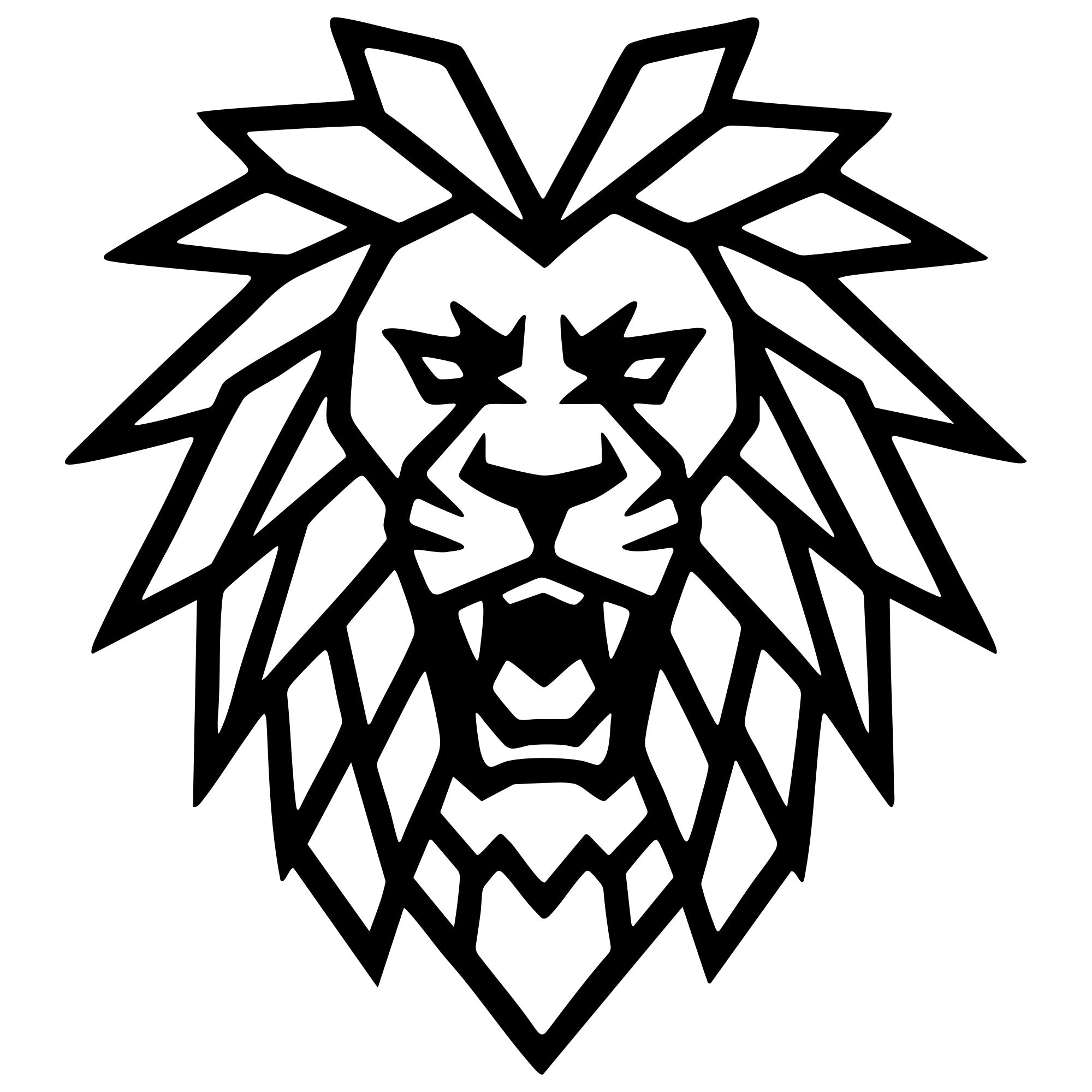 Geometric Lion Head DXF File – CNC Cutting Design | AWLION1201