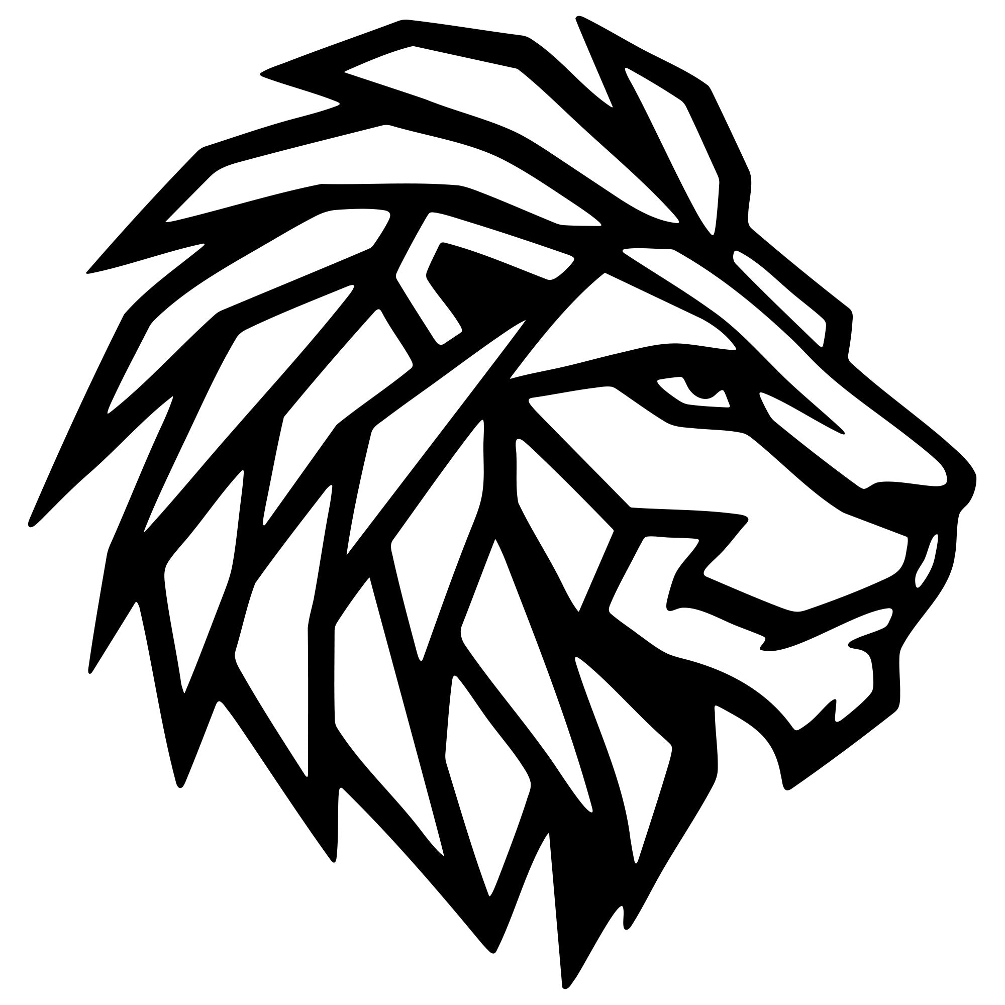 Geometric Lion Head DXF File – CNC Cutting Design | AWLION1204
