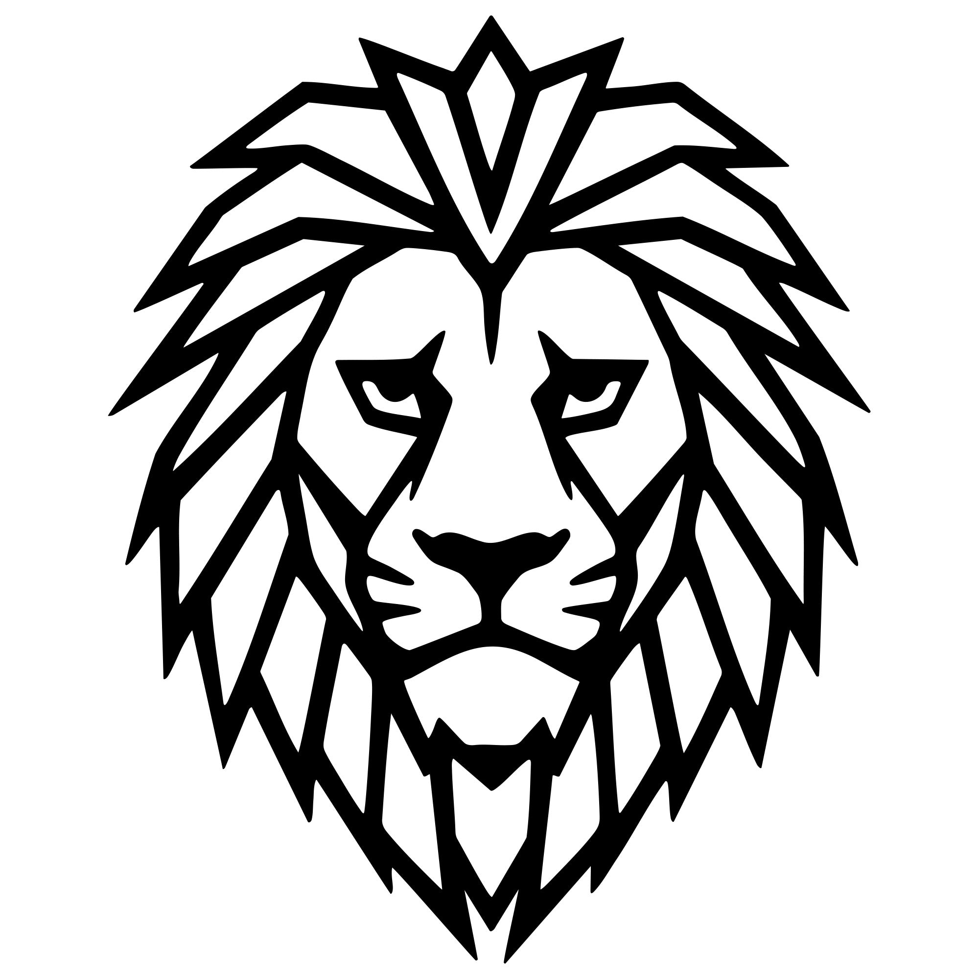 Geometric Lion Head DXF File – CNC Cutting Design | AWLION1205
