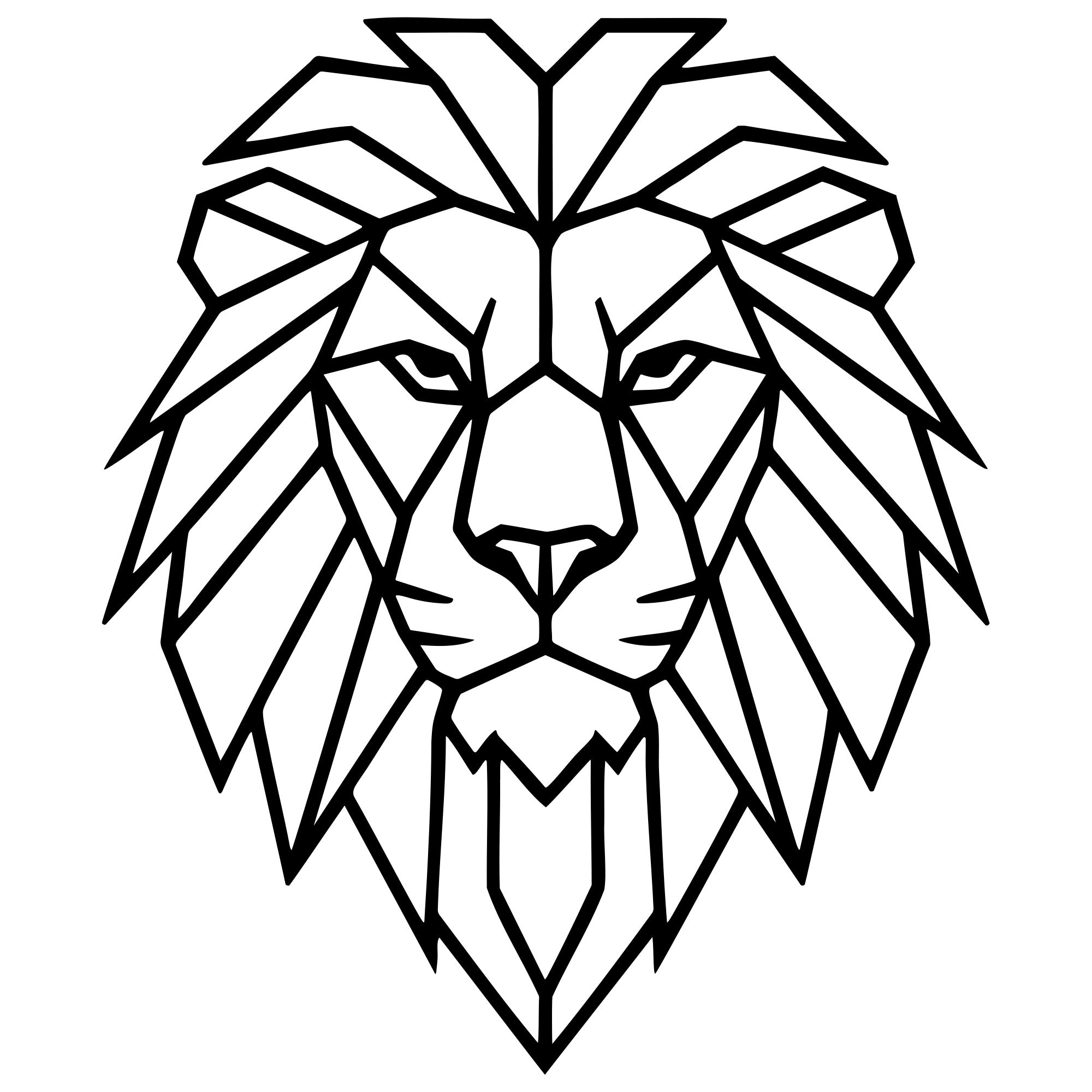 Geometric Lion Head DXF File – CNC Cutting Design | AWLION160