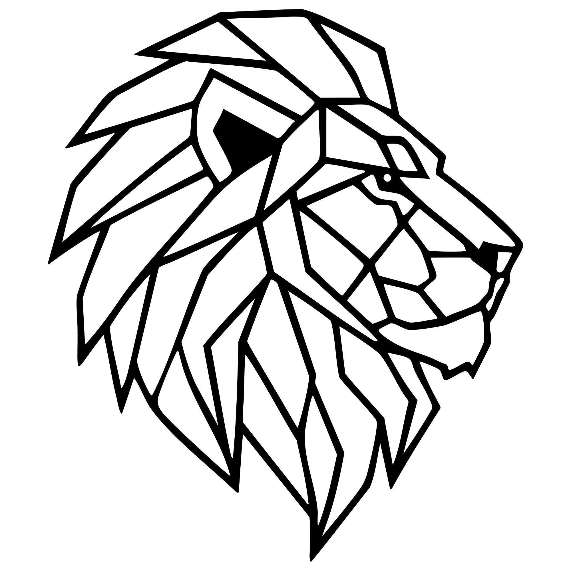 Geometric Lion Head DXF File – CNC Cutting Design | AWLION161