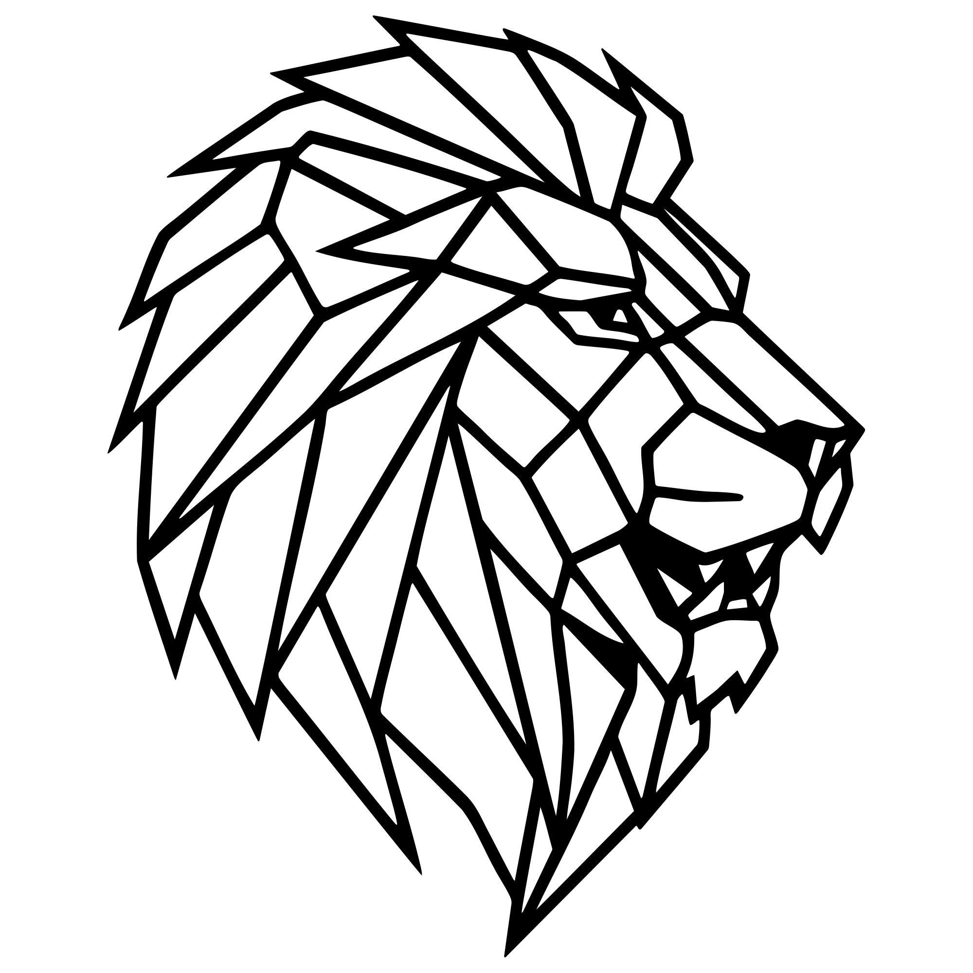 Geometric Lion Head DXF File – CNC Cutting Design | AWLION162