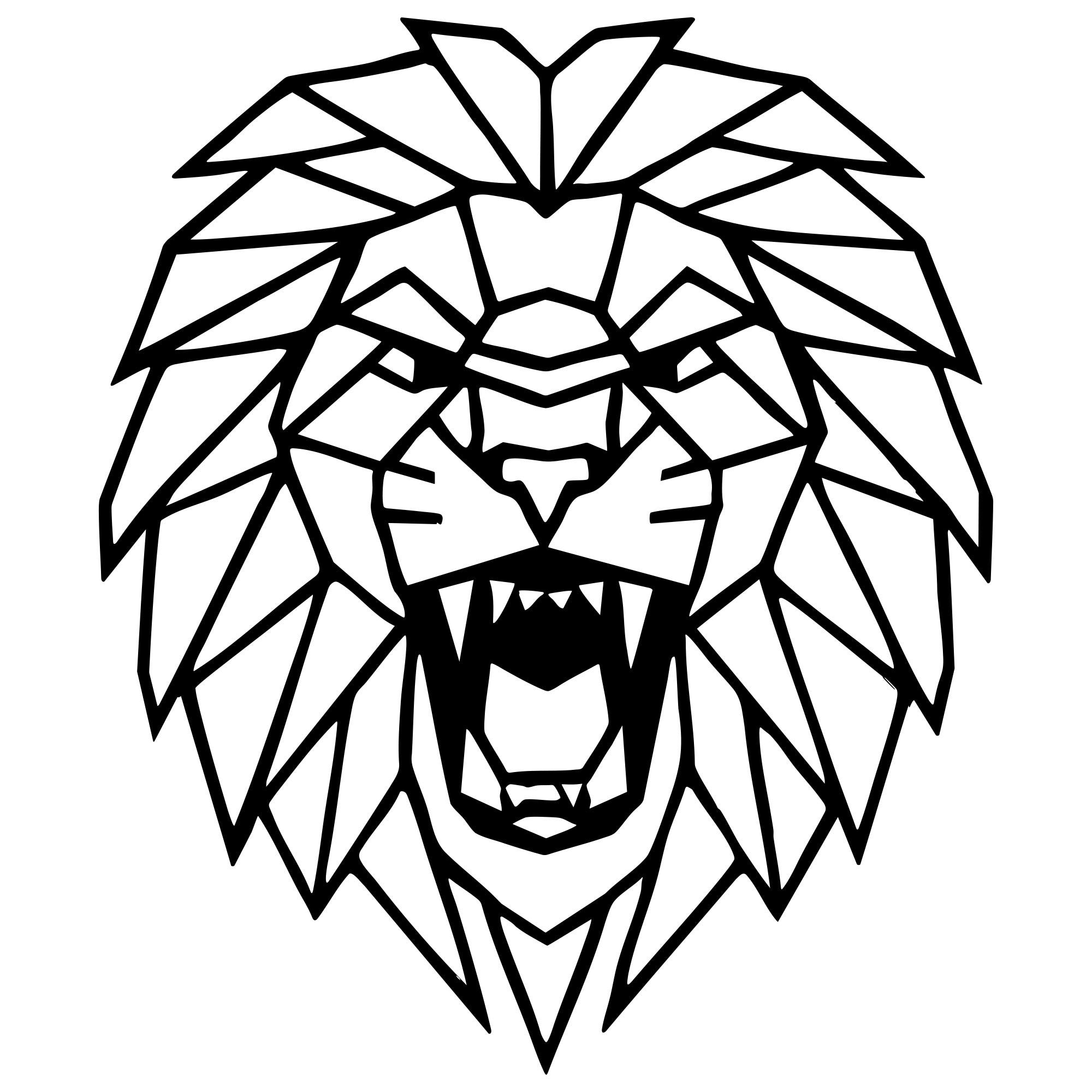 Geometric Lion Head DXF File – CNC Cutting Design | AWLION163