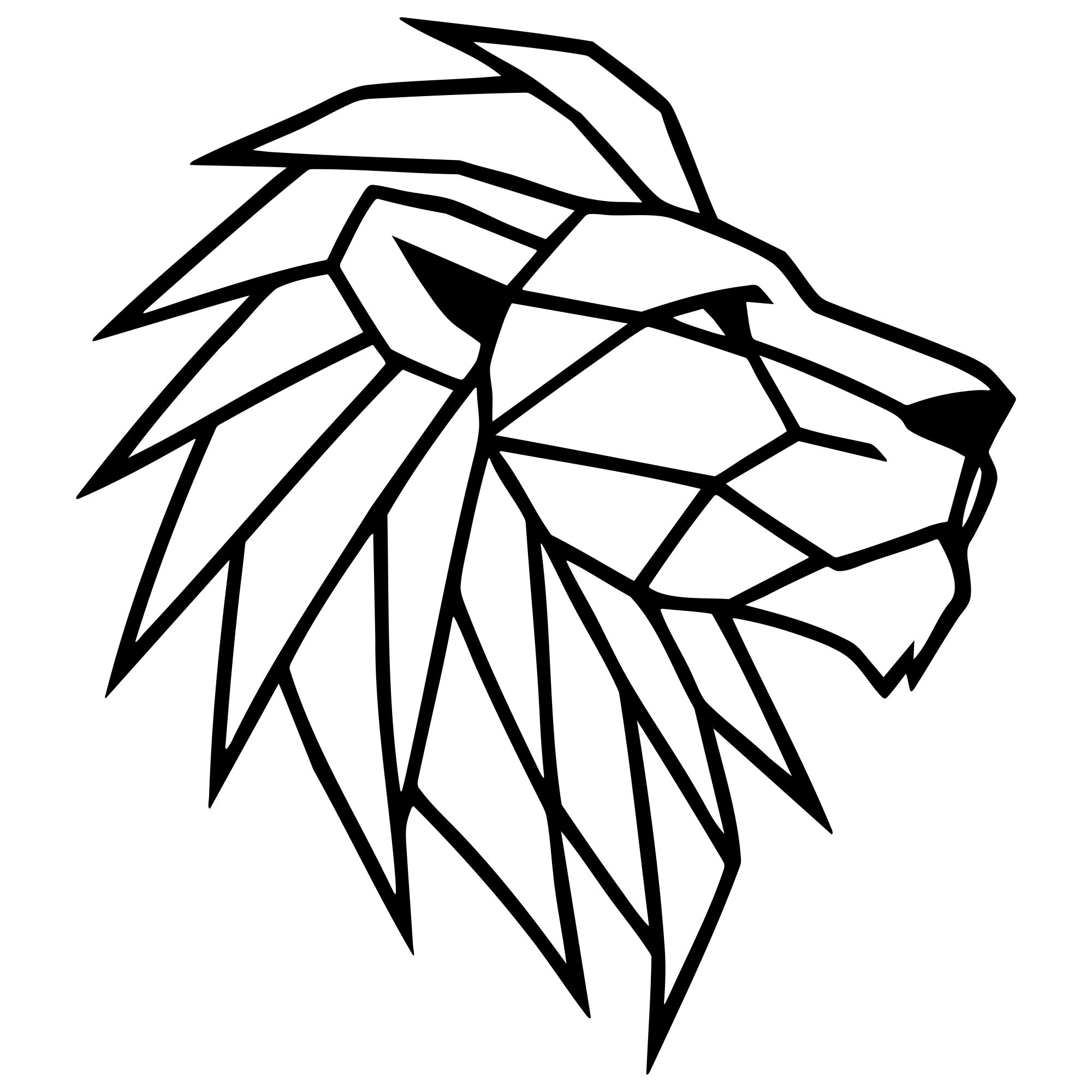 Geometric Lion Head DXF File – CNC Cutting Design | AWLION165