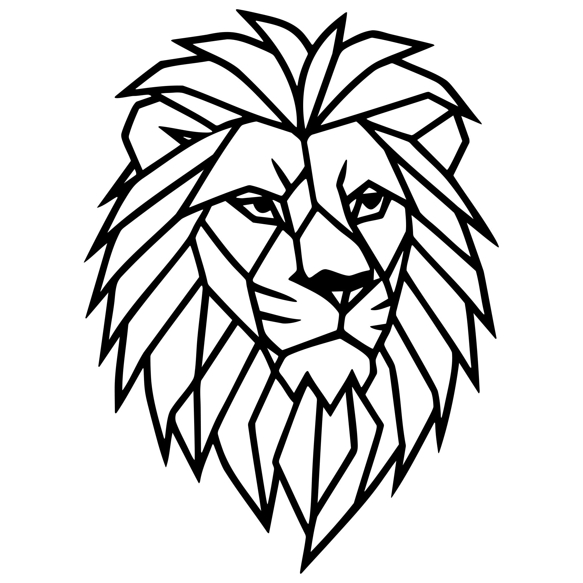 Geometric Lion Head DXF File – CNC Cutting Design | AWLION166