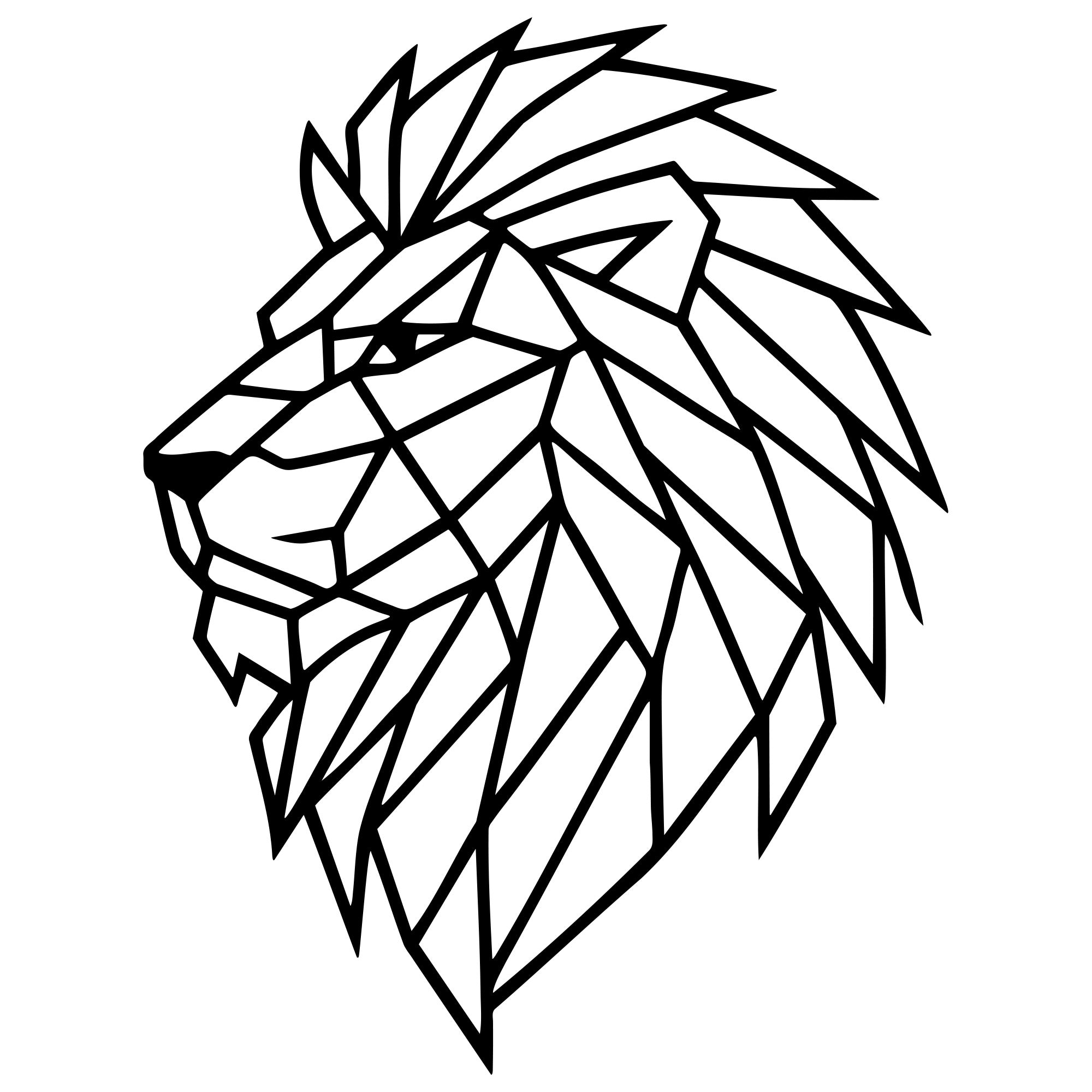 Geometric Lion Head DXF File – CNC Cutting Design | AWLION167
