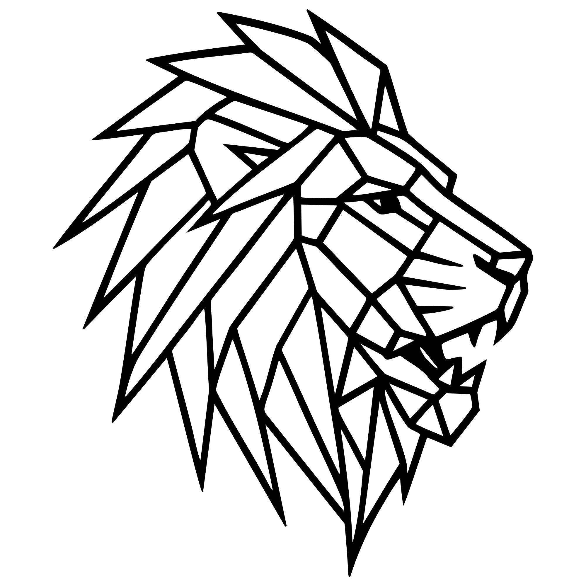 Geometric Lion Head DXF File – CNC Cutting Design | AWLION168