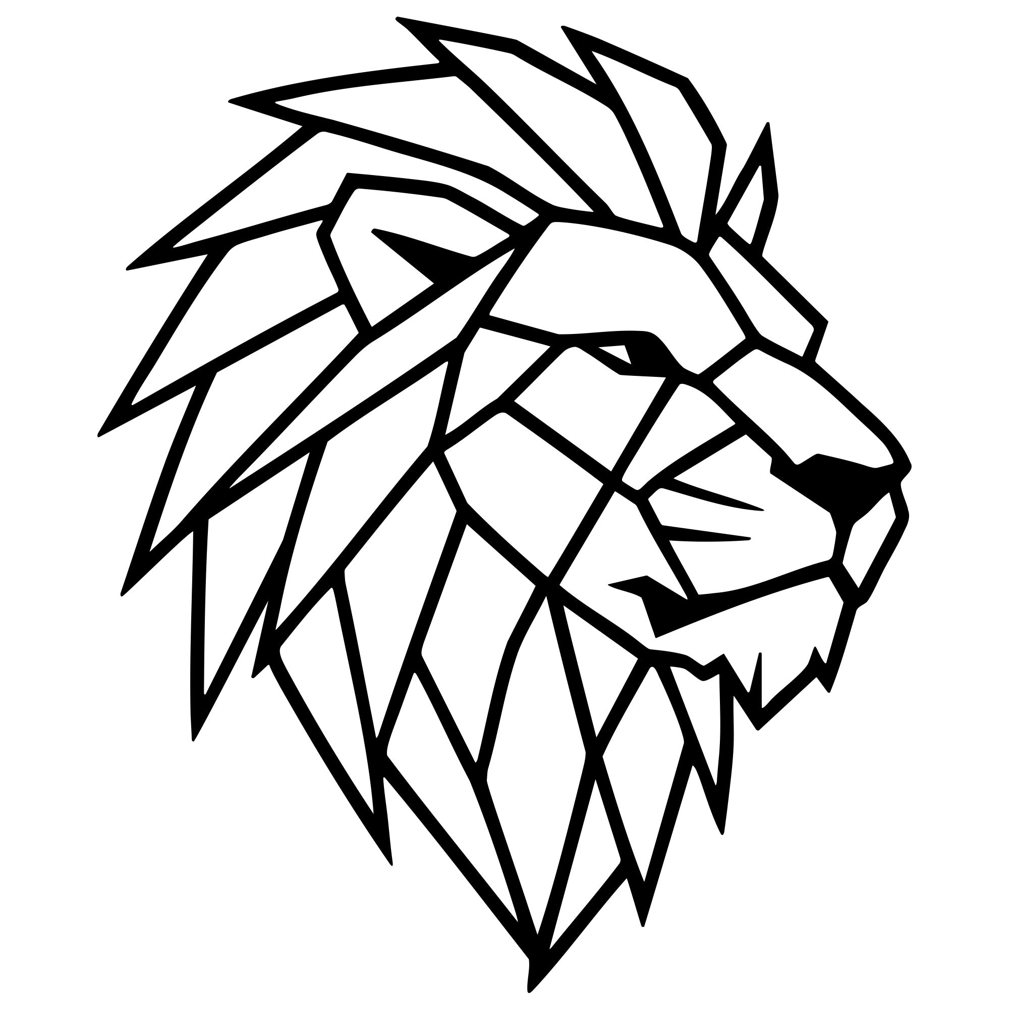 Geometric Lion Head DXF File – CNC Cutting Design | AWLION169