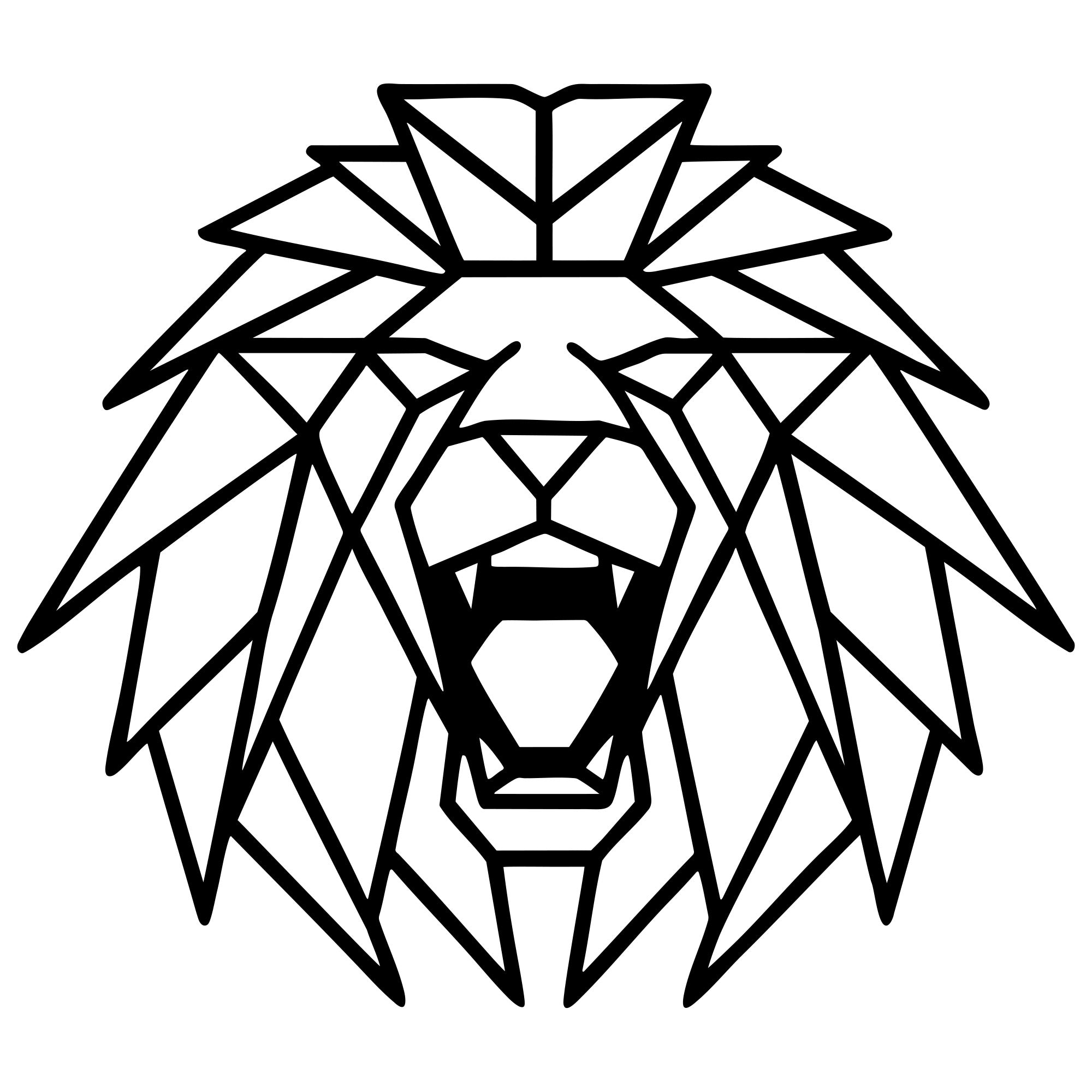 Geometric Lion Head DXF File – CNC Cutting Design | AWLION746