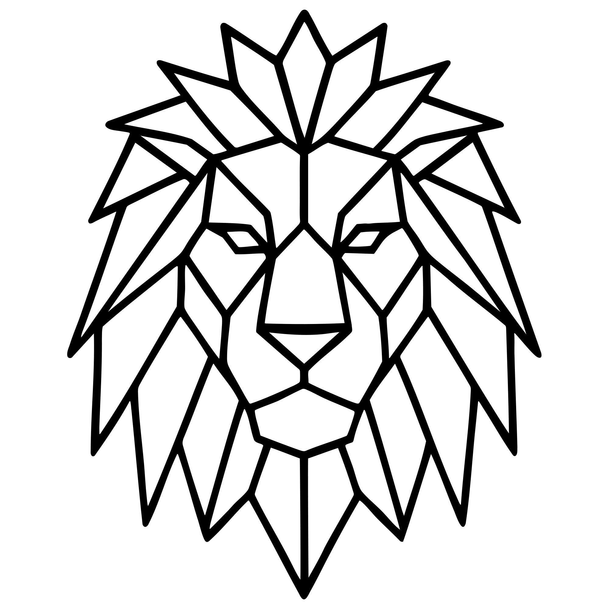 Geometric Lion Head DXF File – CNC Cutting Design | AWLION747