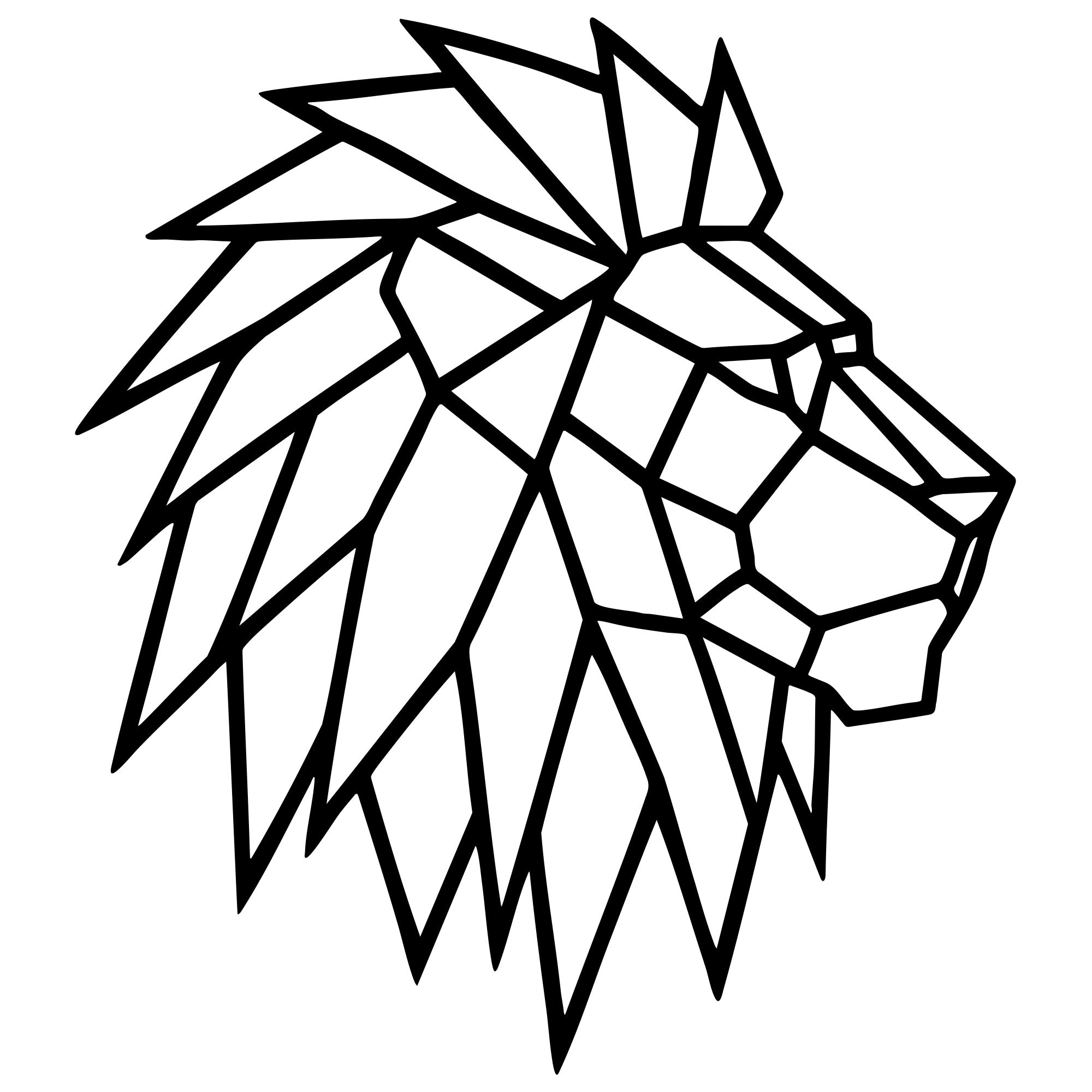 Geometric Lion Head DXF File – CNC Cutting Design | AWLION748