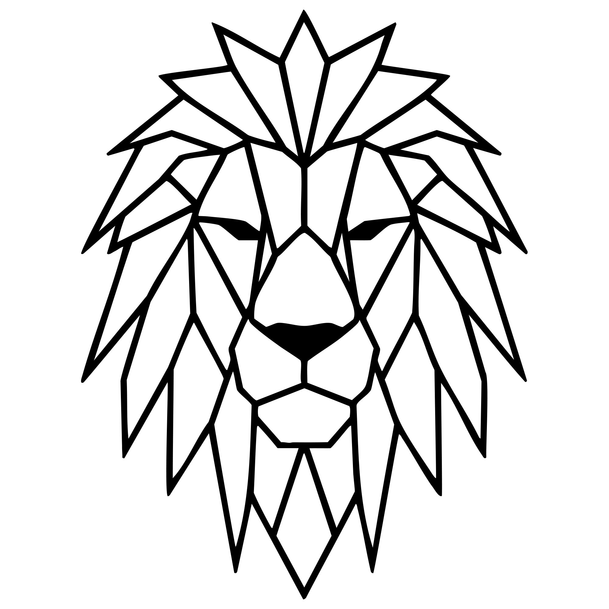 Geometric Lion Head DXF File – CNC Cutting Design | AWLION749
